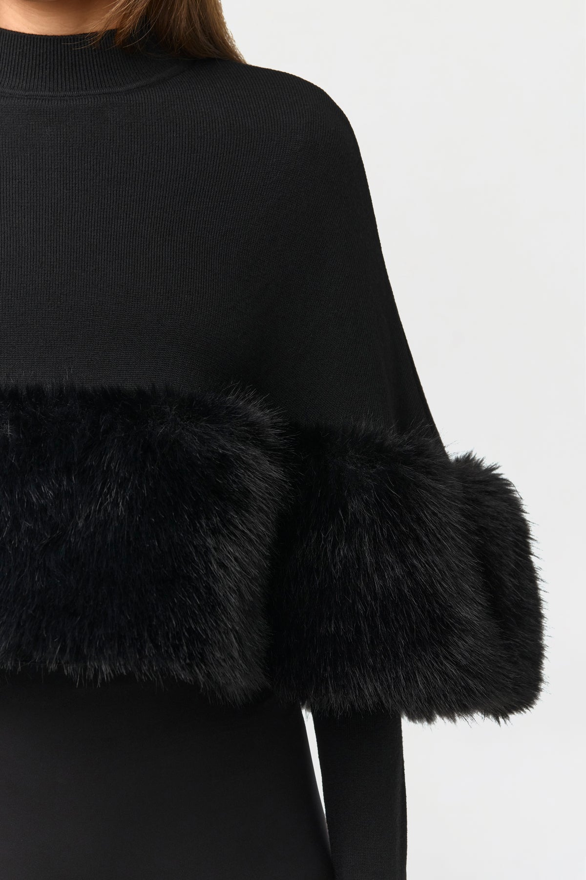 Knit Faux Fur Cape Crop Top