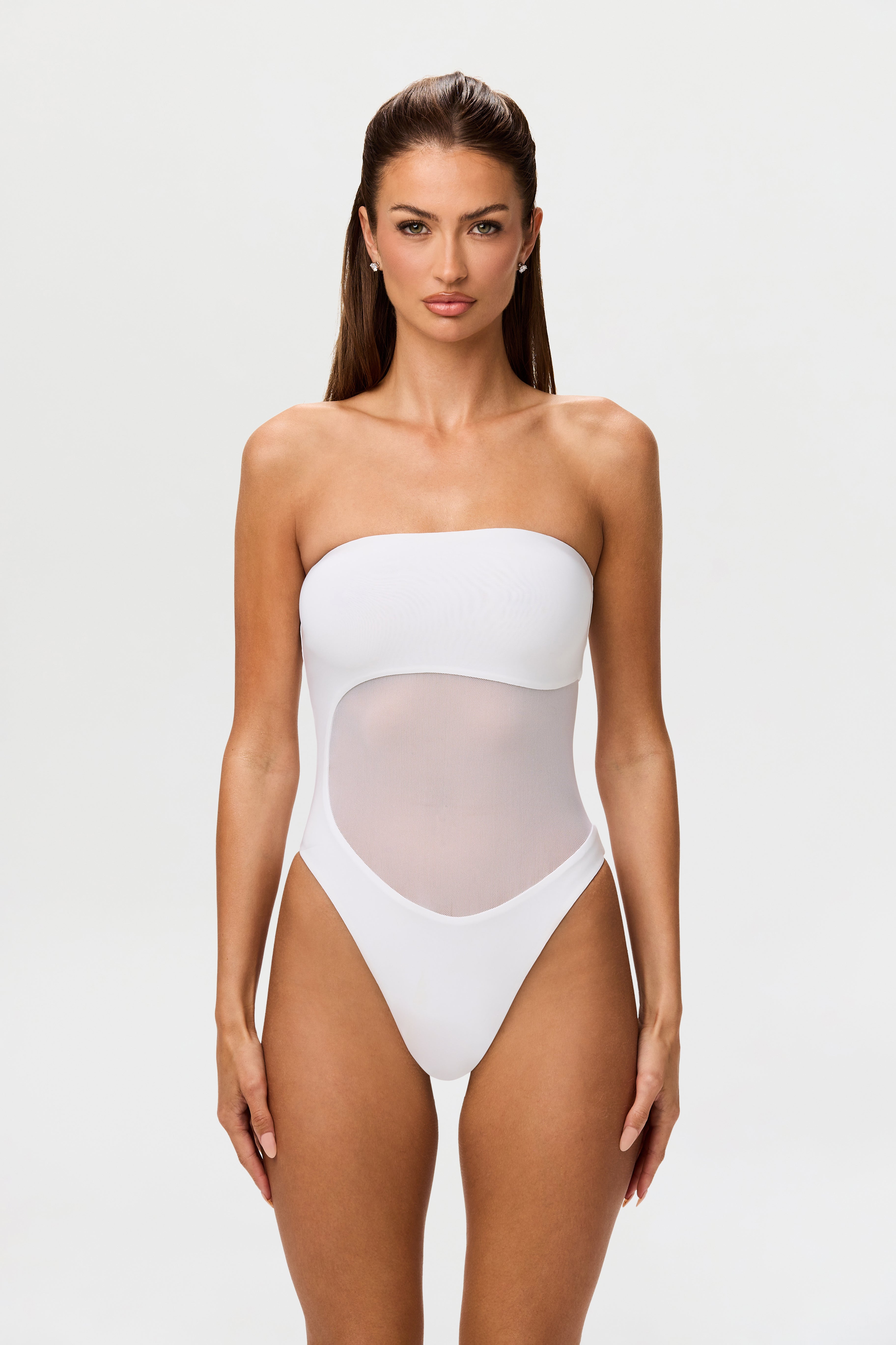 Mesh Tube Contrast Swimsuit