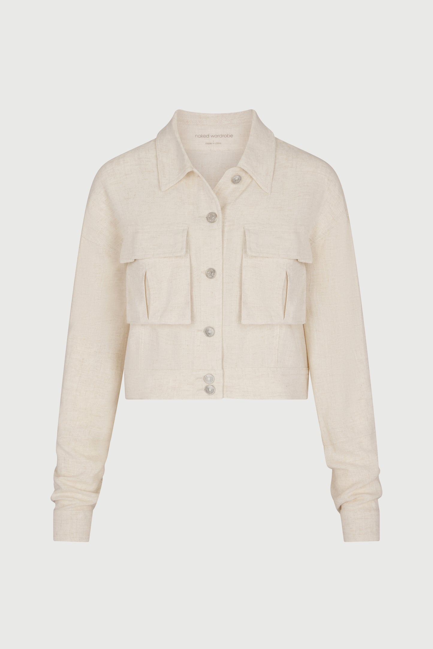 Linen Cargo Cropped Jacket