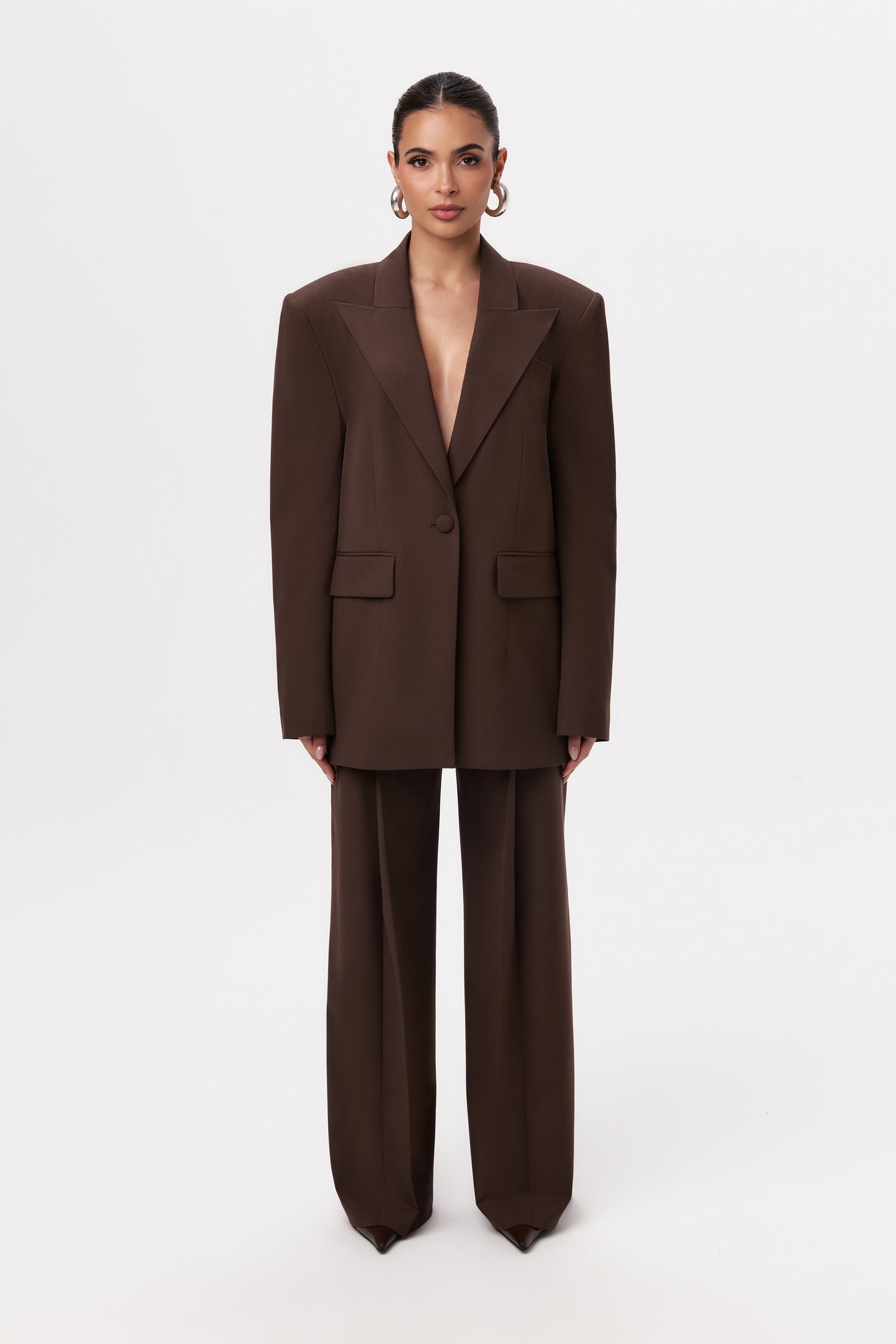 Pleated Wide-Leg Suit Pant