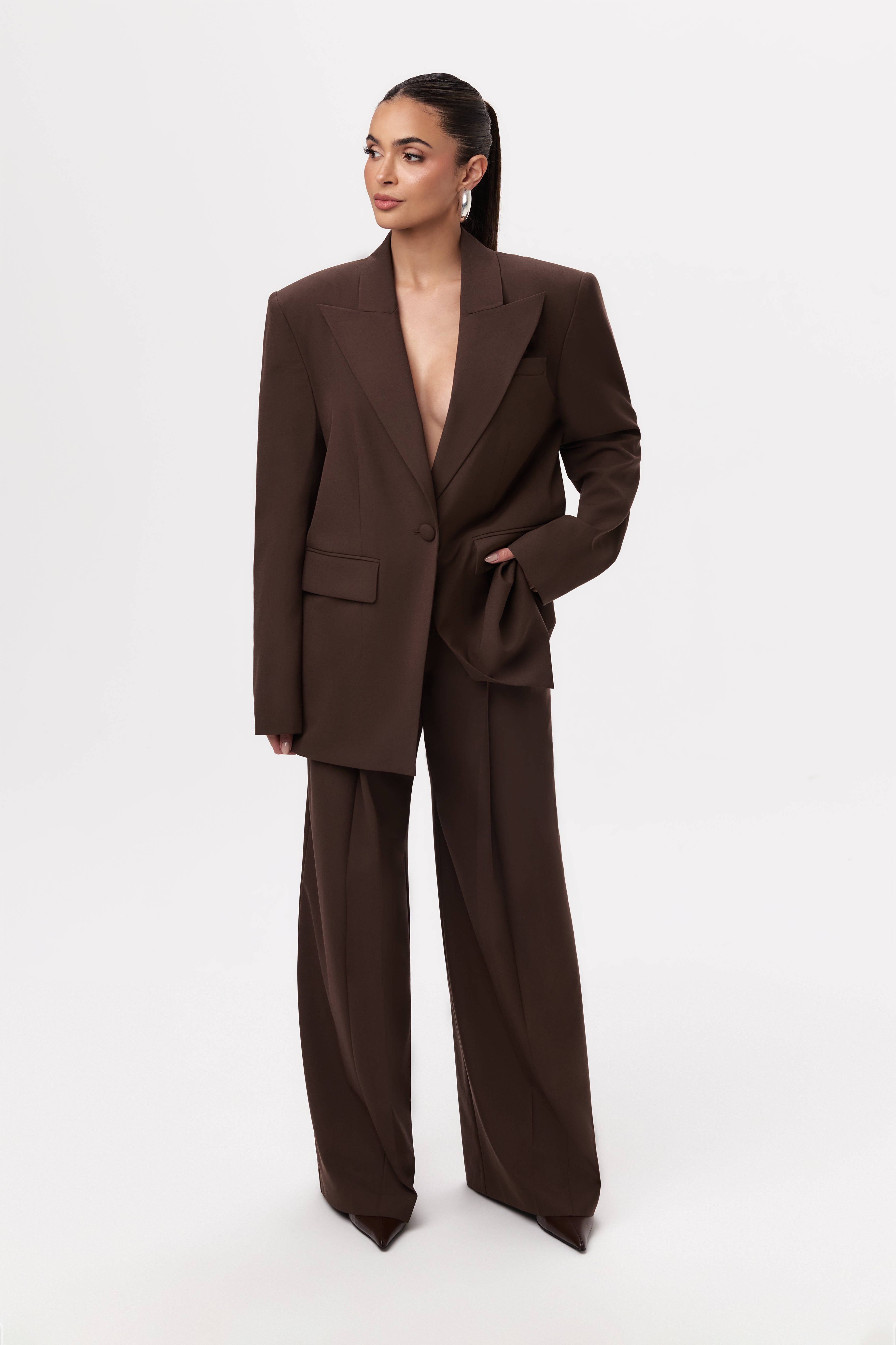 Pleated Wide-Leg Suit Pant