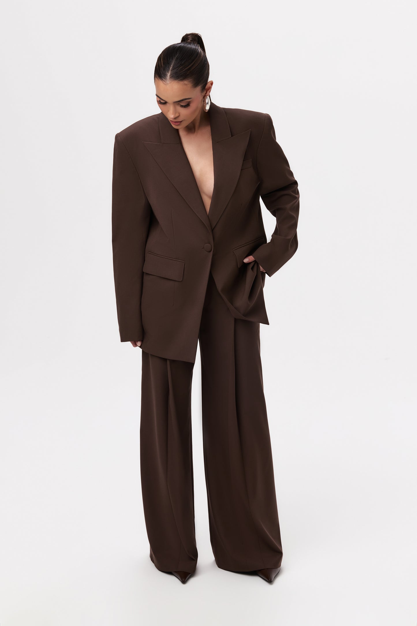 Pleated Wide-Leg Suit Pant