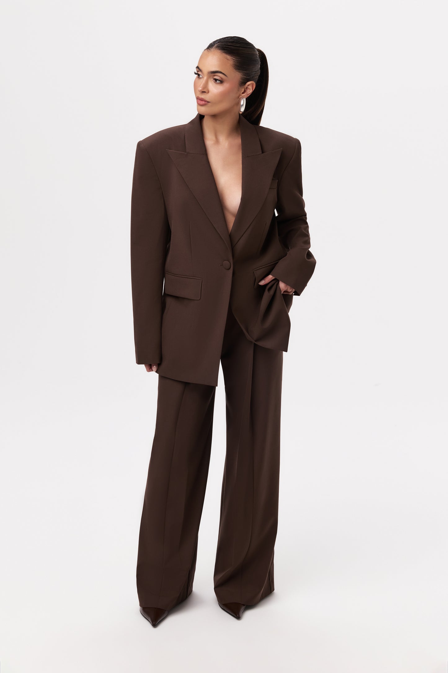 Pleated Wide-Leg Suit Pant