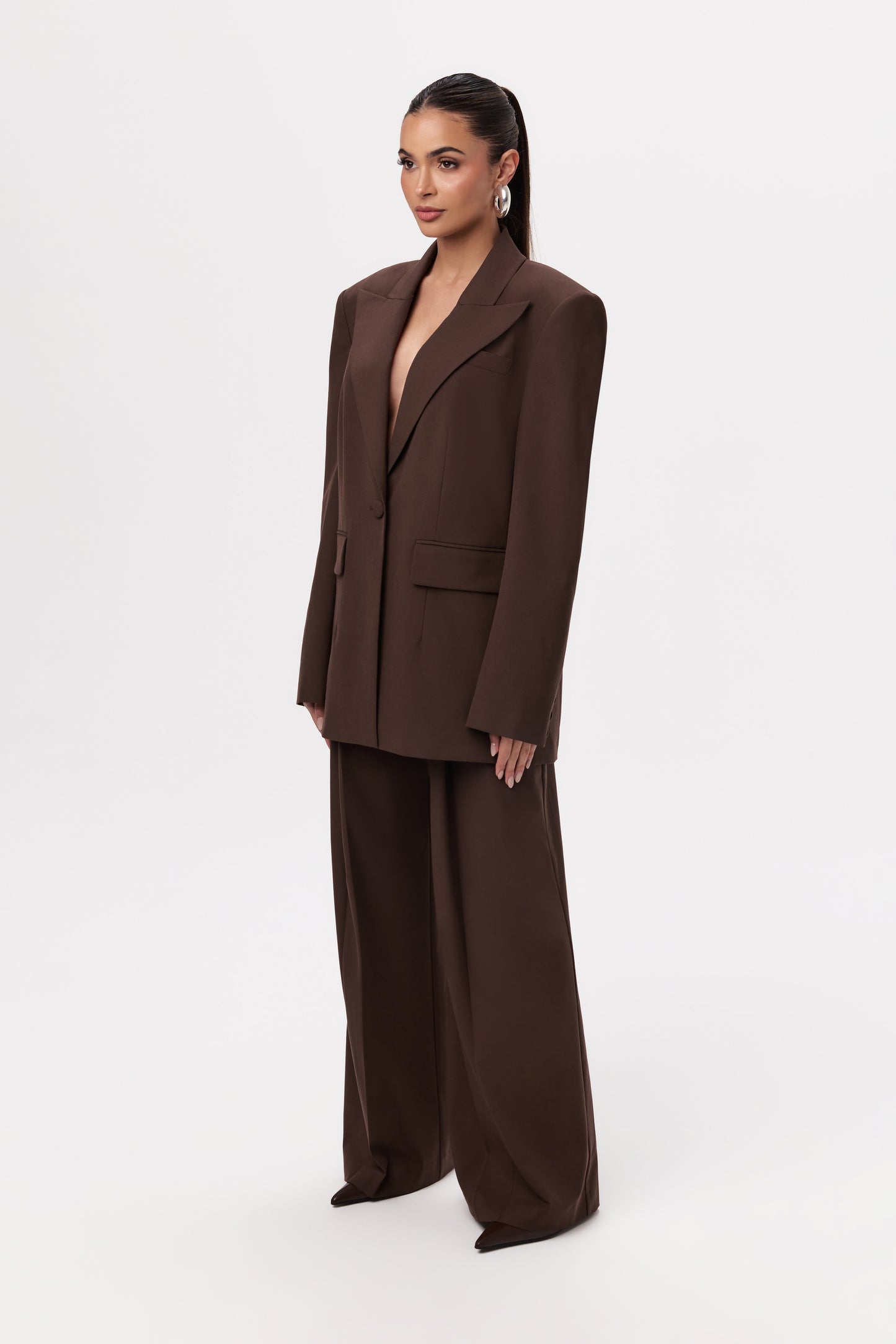 Pleated Wide-Leg Suit Pant