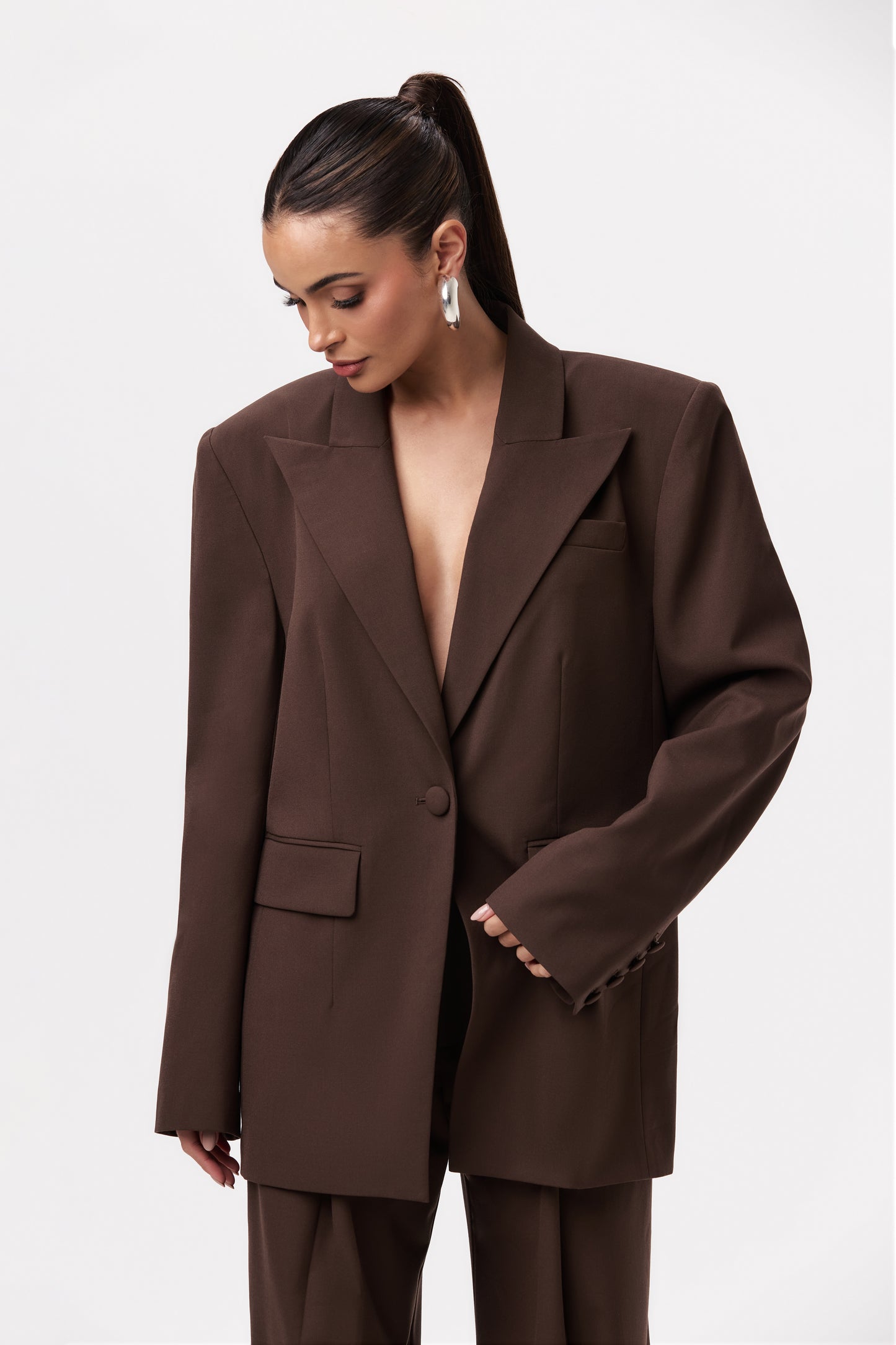 Power Shoulder Suit Boyfriend Blazer