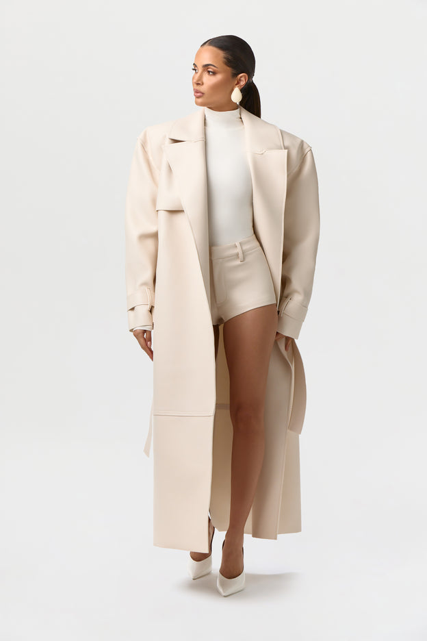 Vegan Leather Trench Coat