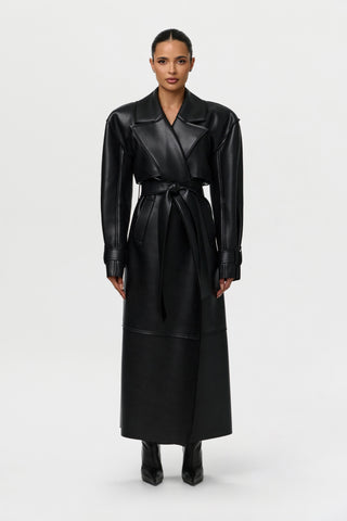 Vegan Leather Trench Coat