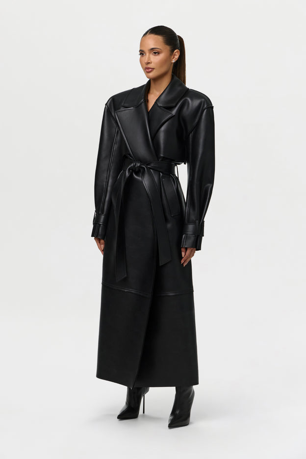 Vegan Leather Trench Coat