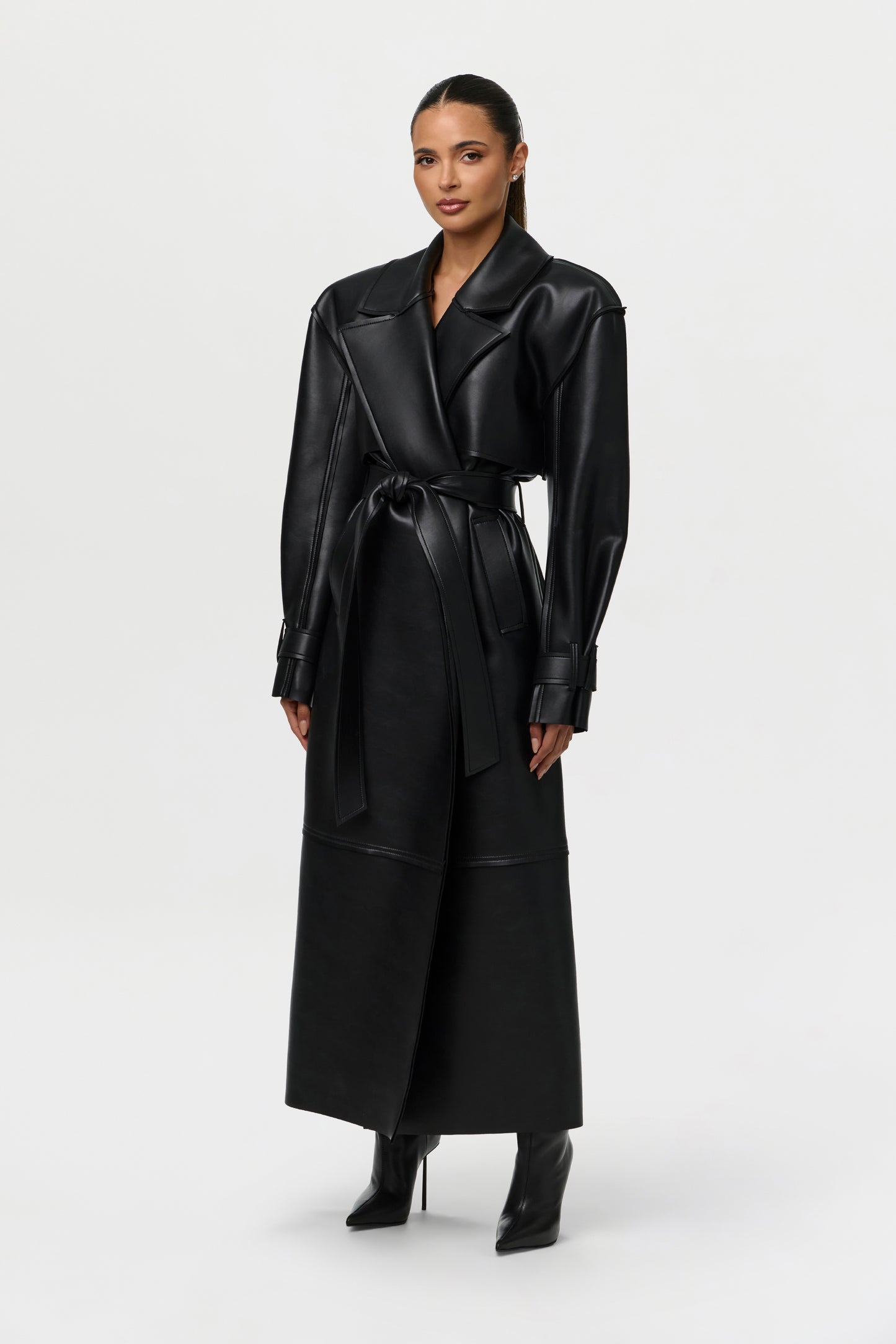 Vegan Leather Trench Coat