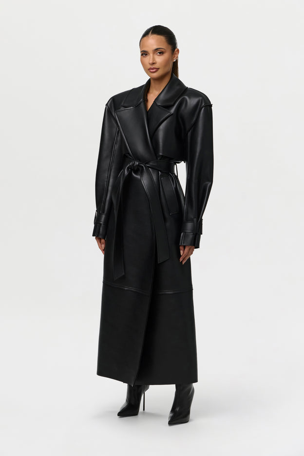 Vegan Leather Trench Coat