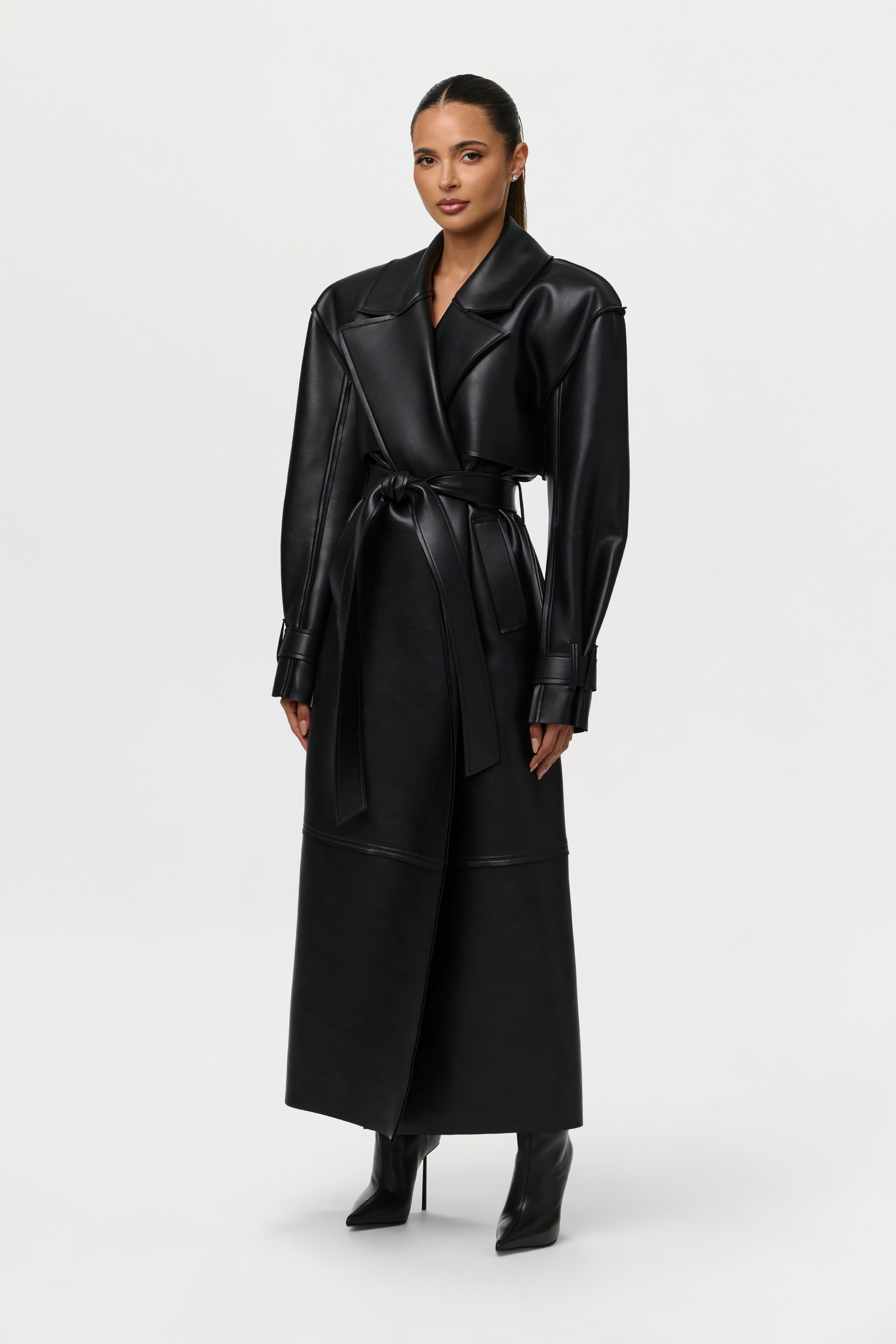 Vegan Leather Trench Coat