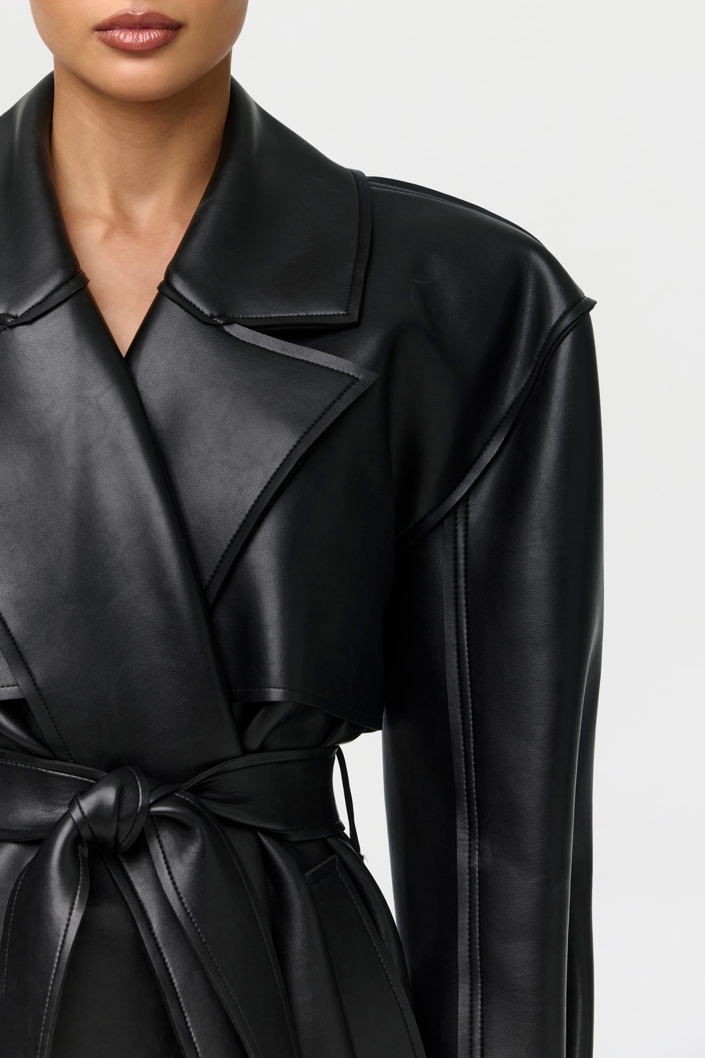 Vegan Leather Trench Coat