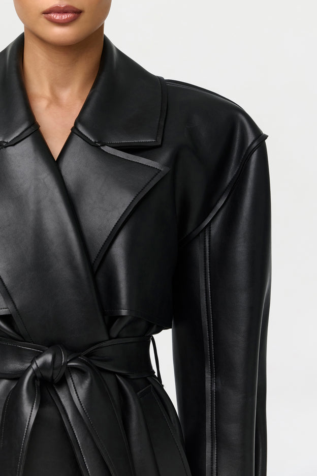 Vegan Leather Trench Coat