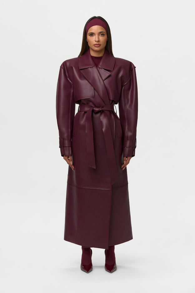 Vegan Leather Trench Coat