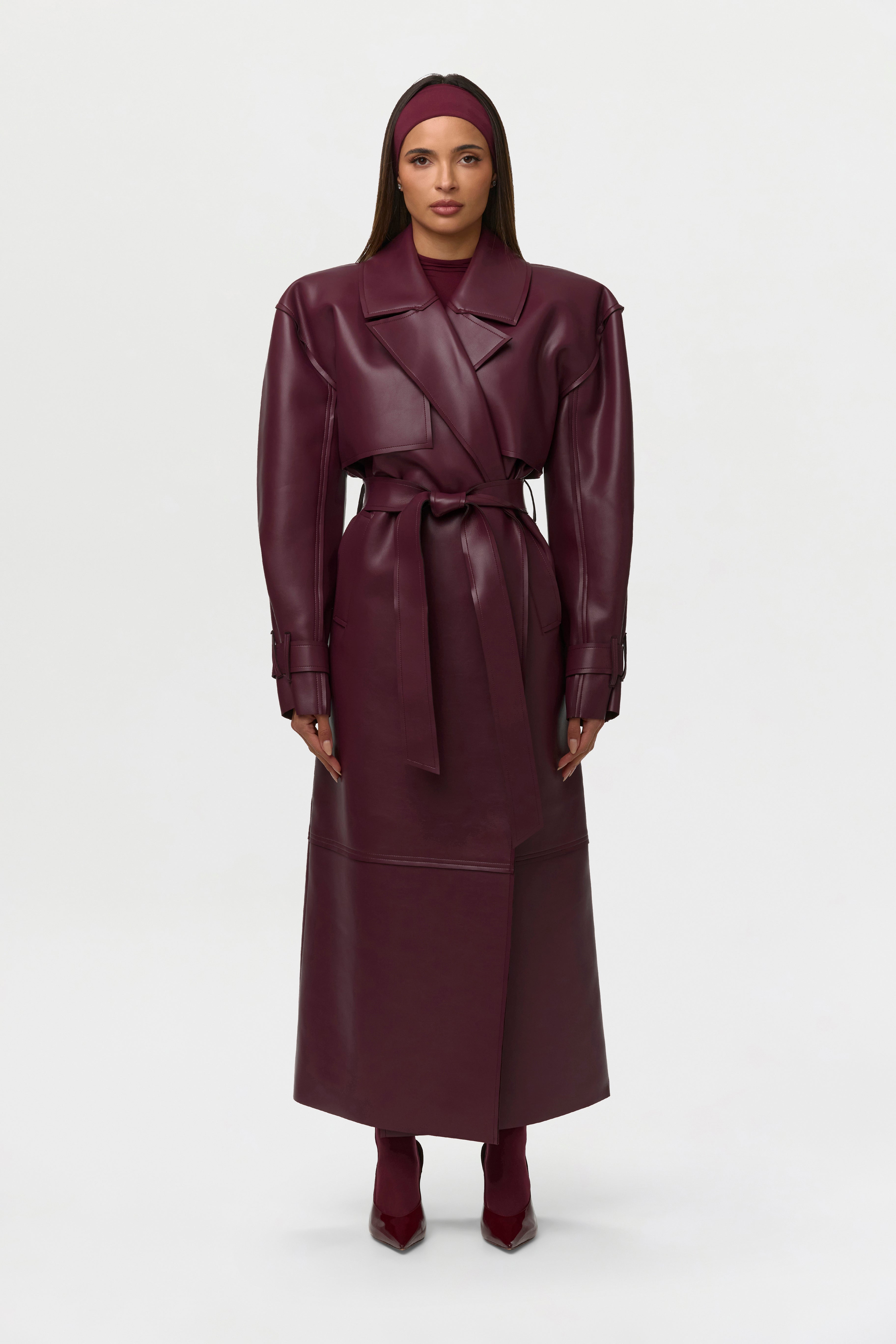 Vegan Leather Trench Coat