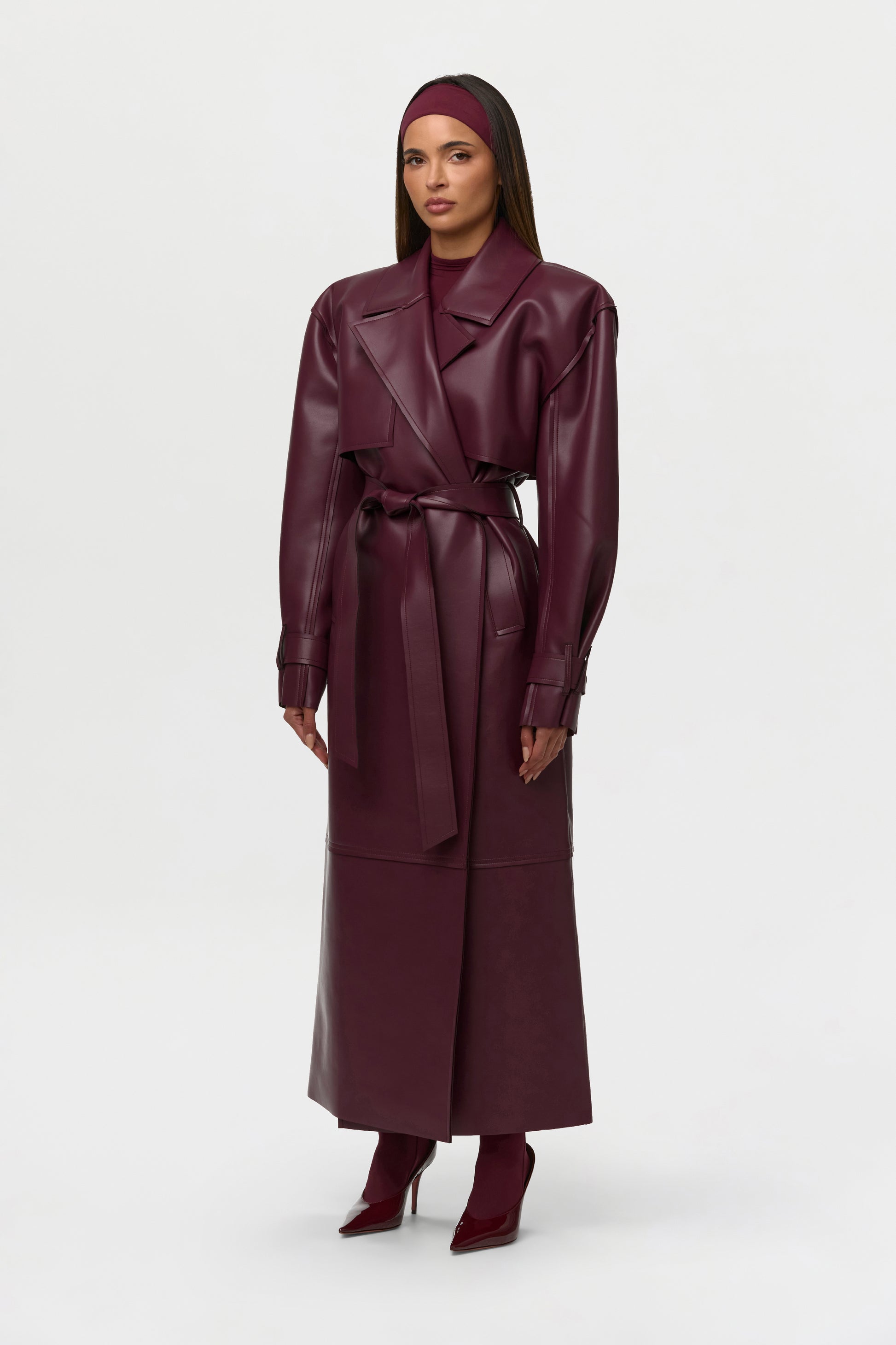 Vegan Leather Trench Coat