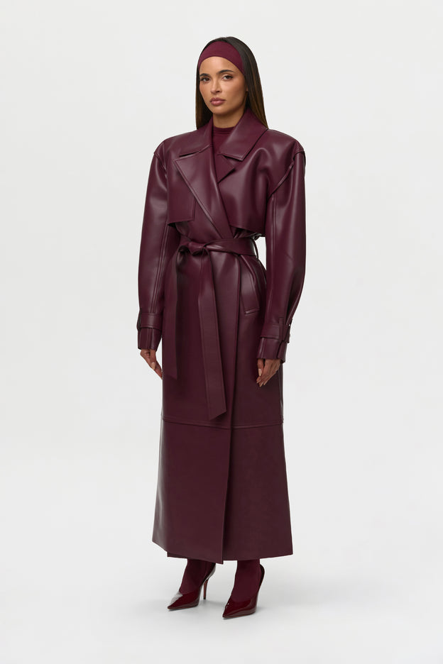 Vegan Leather Trench Coat