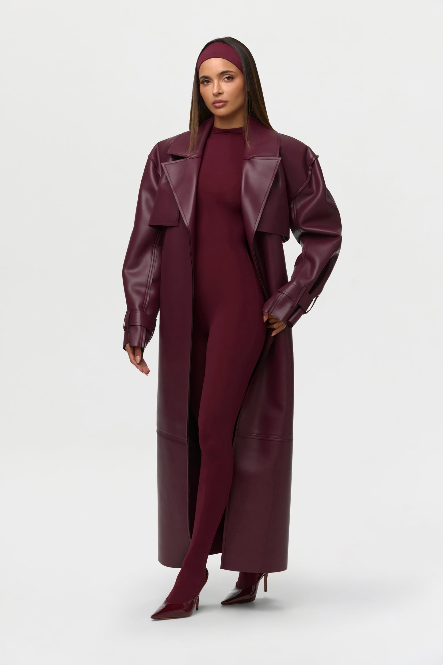 Vegan Leather Trench Coat