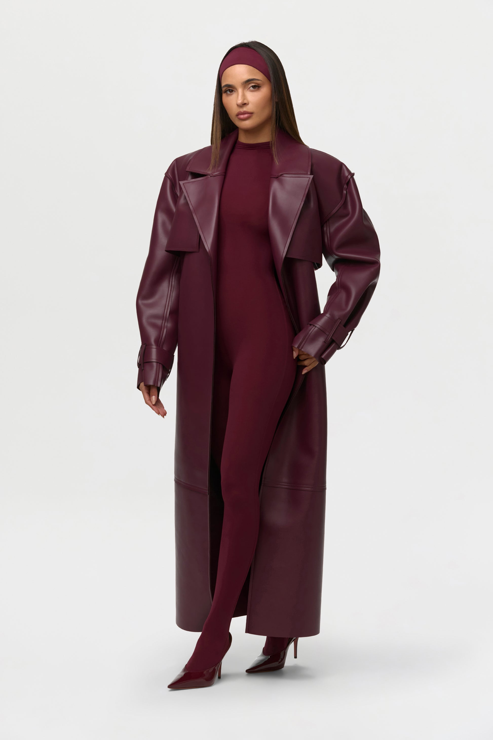 Vegan Leather Trench Coat