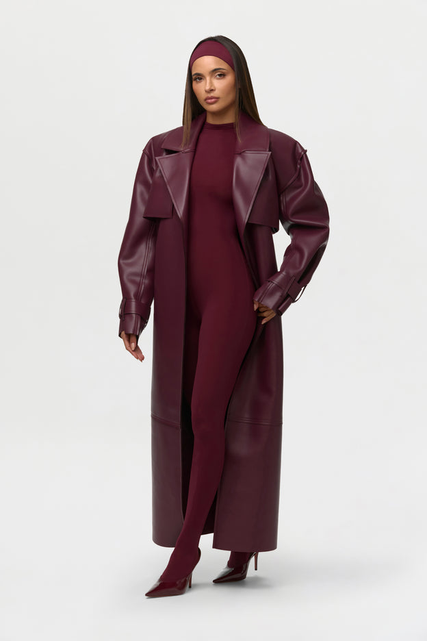 Vegan Leather Trench Coat