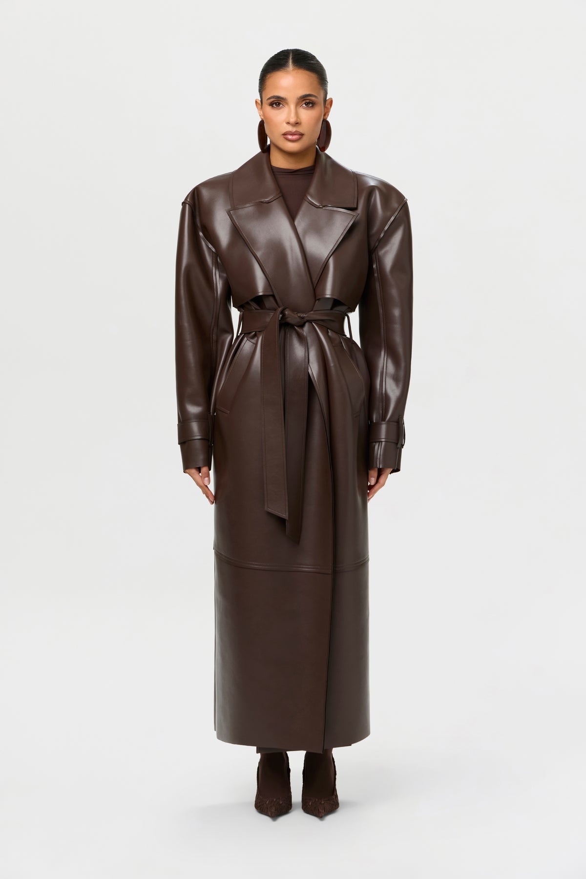 Vegan Leather Trench Coat