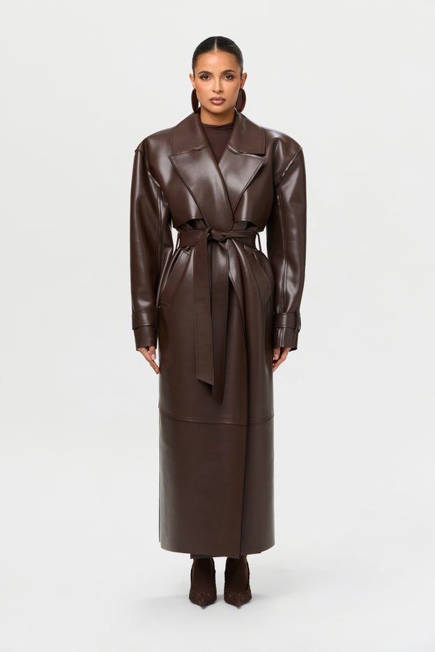 Vegan Leather Trench Coat