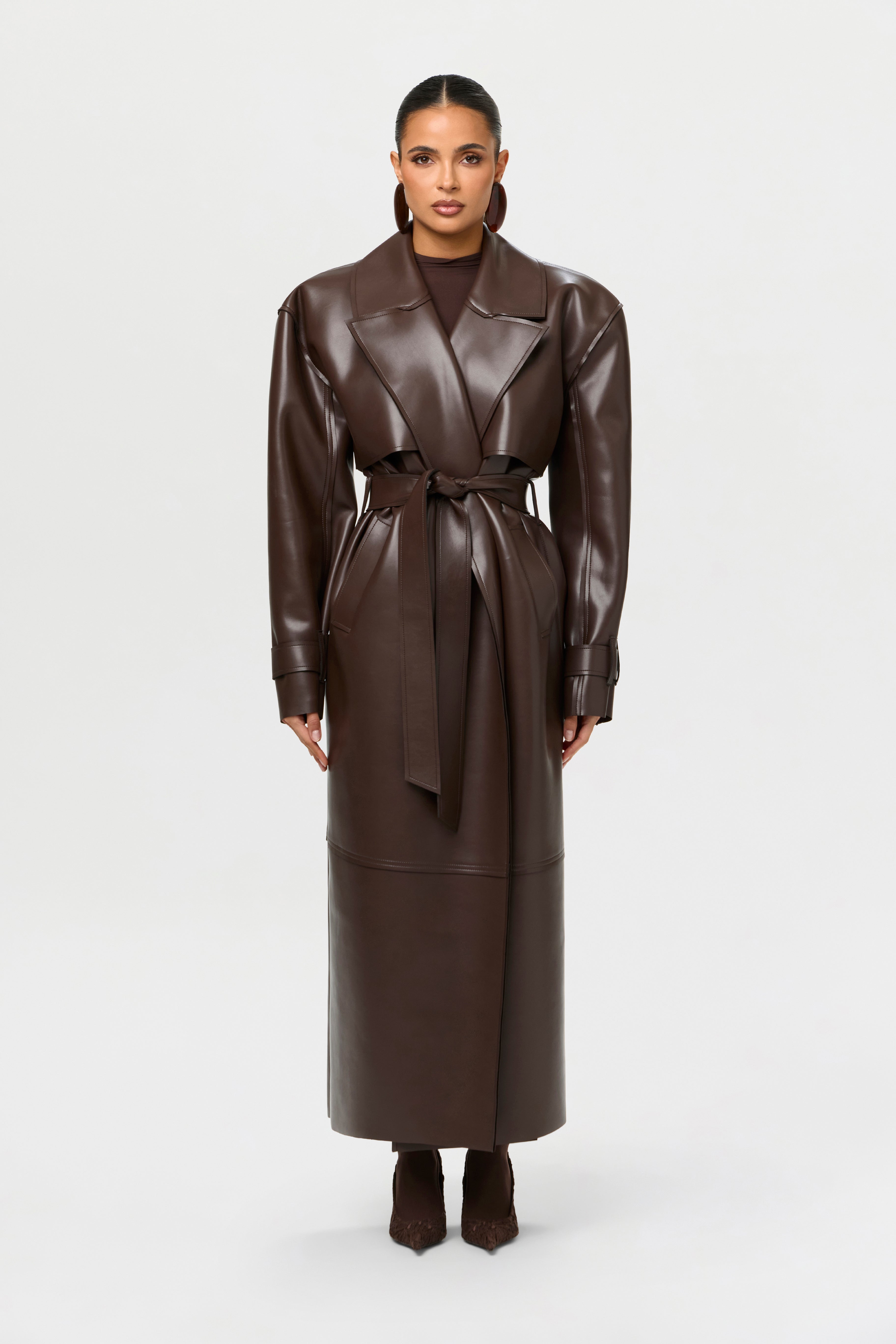 Vegan Leather Trench Coat