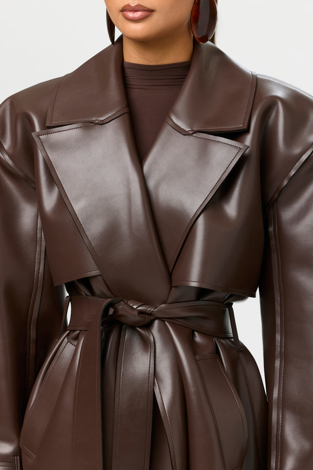 Vegan Leather Trench Coat