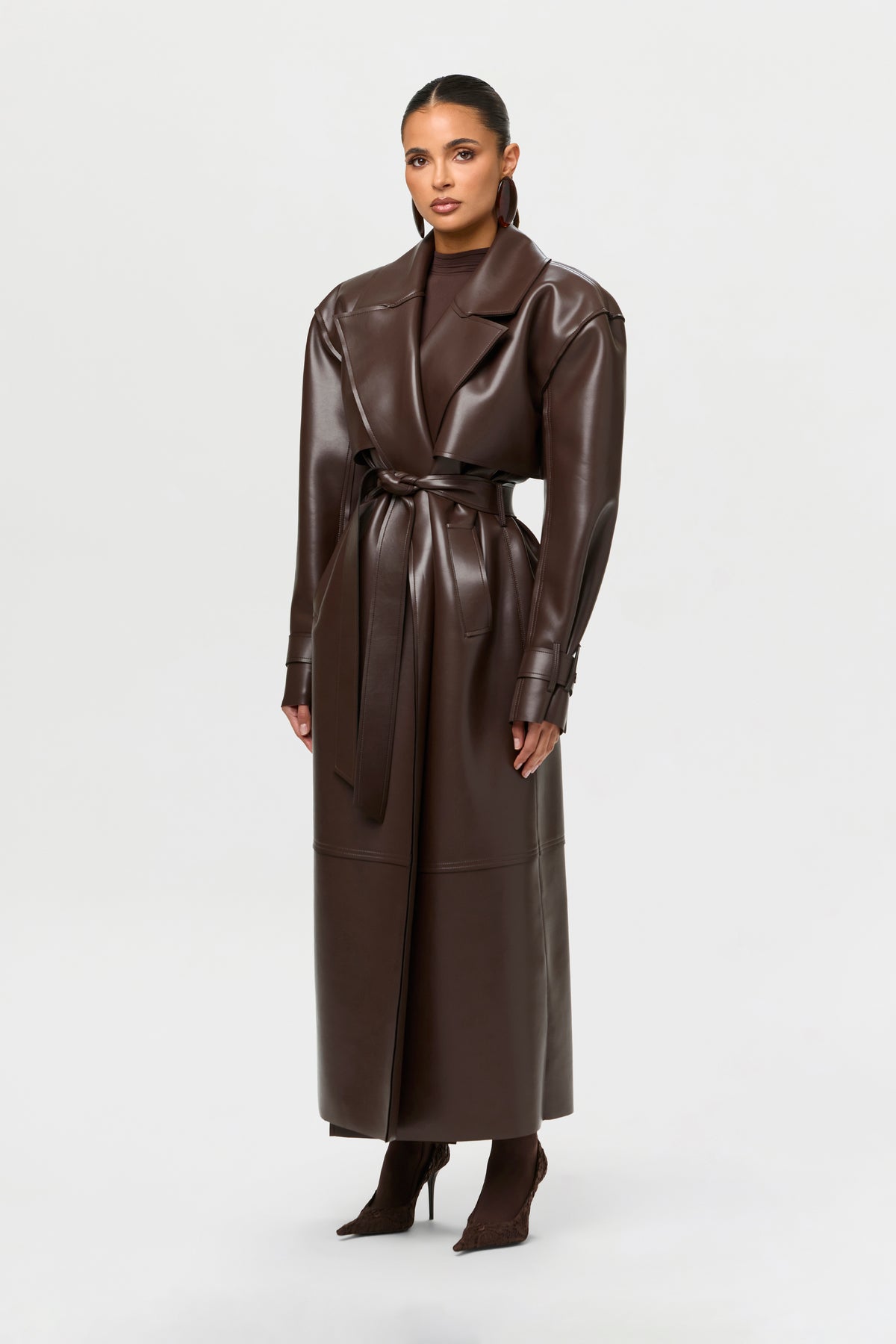 Vegan Leather Trench Coat