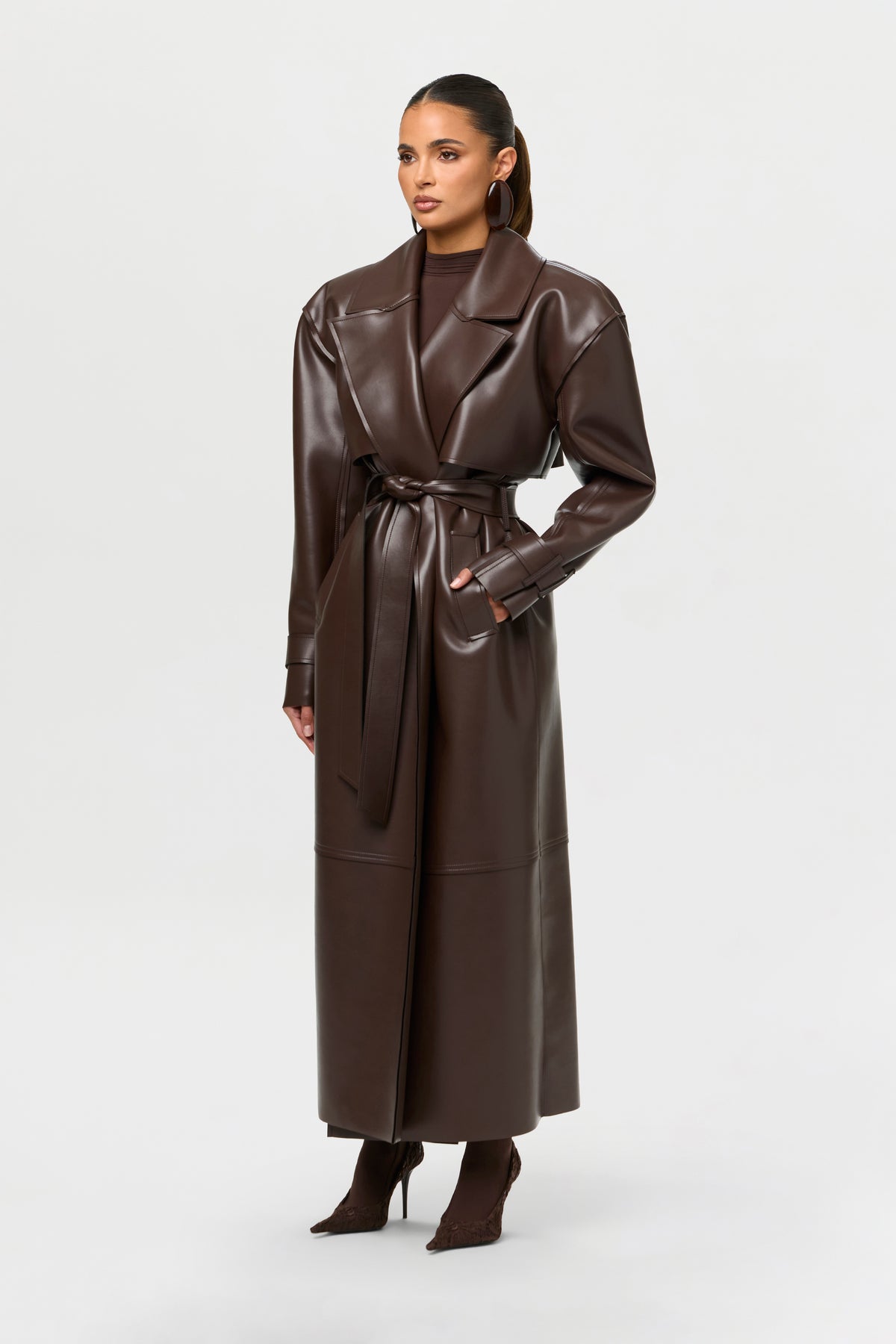 Vegan Leather Trench Coat
