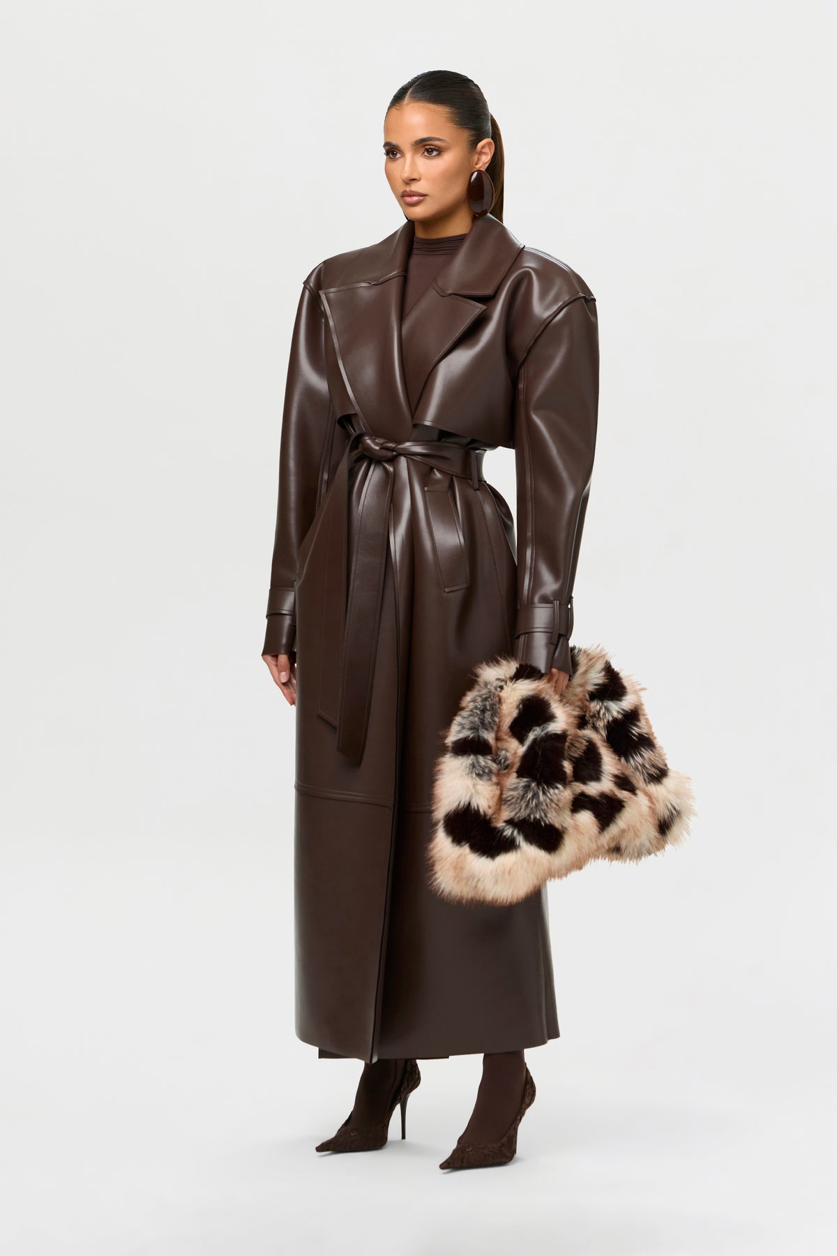 Faux Fur Print Clutch