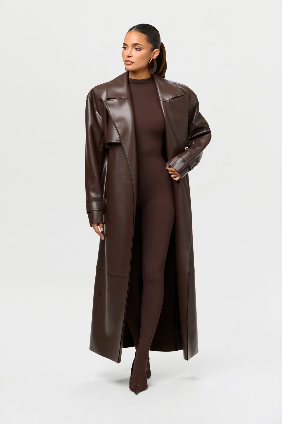 Vegan Leather Trench Coat
