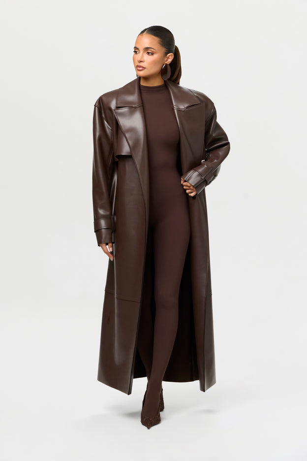 Vegan Leather Trench Coat
