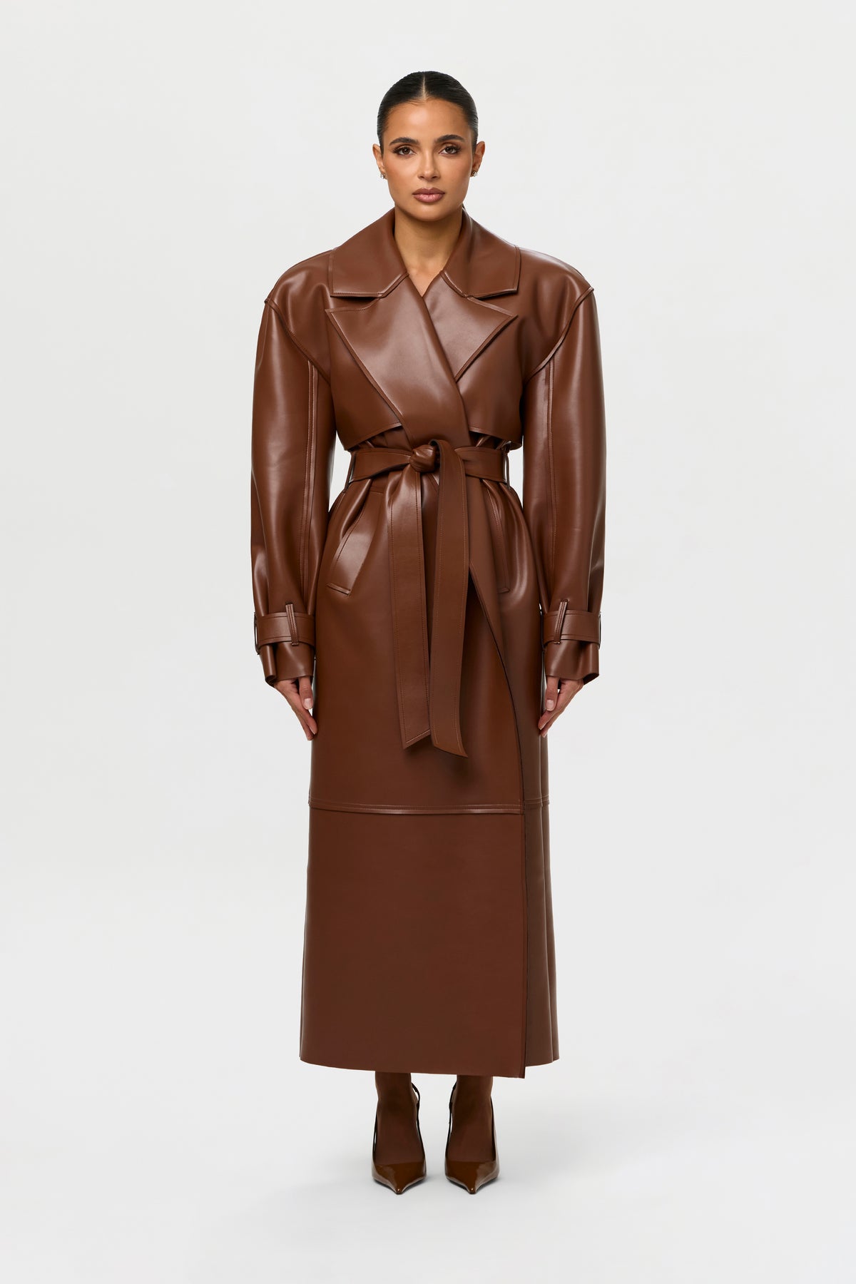 Vegan Leather Trench Coat