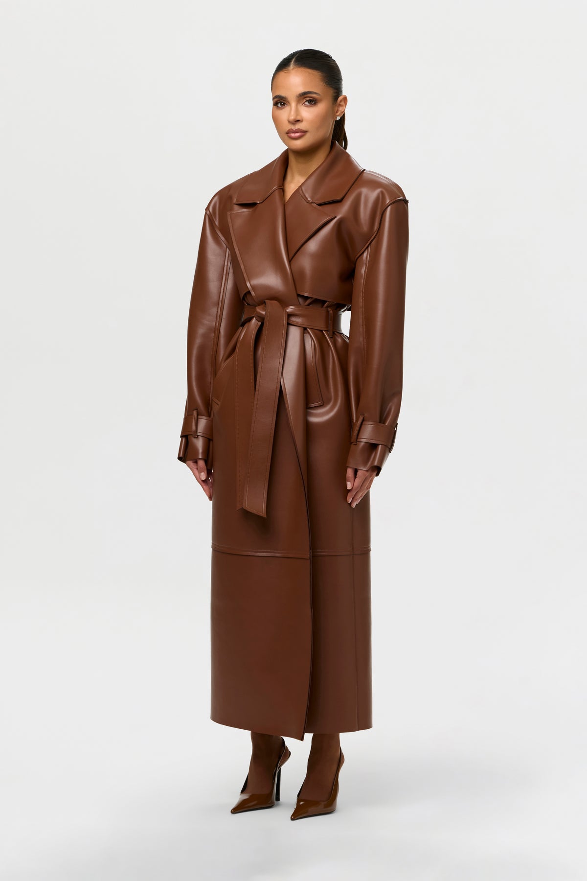 Vegan Leather Trench Coat