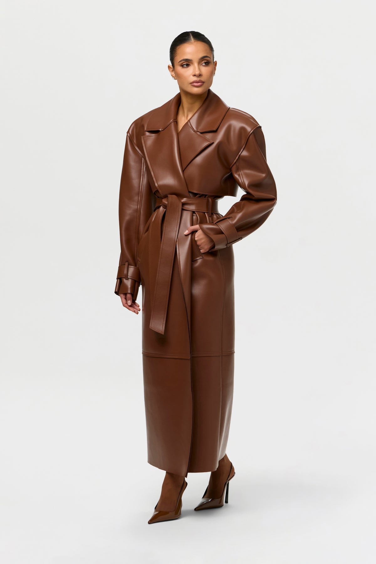 Vegan Leather Trench Coat
