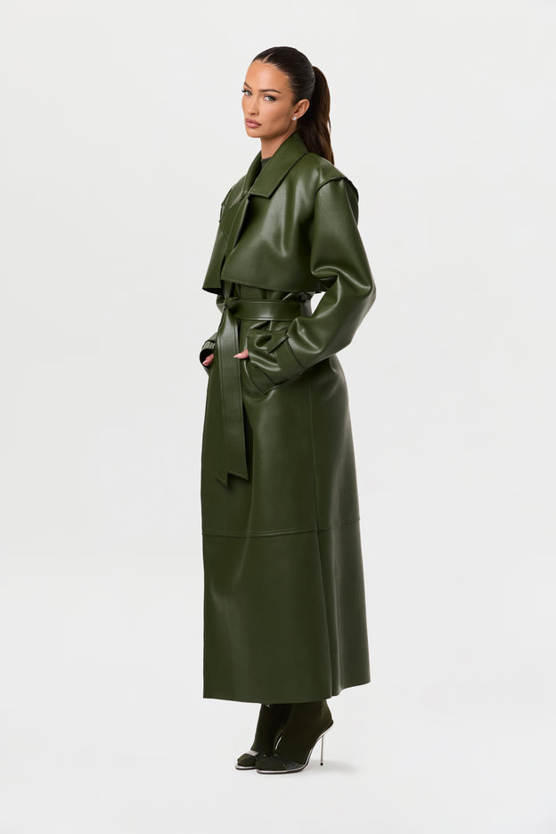 Vegan Leather Trench Coat