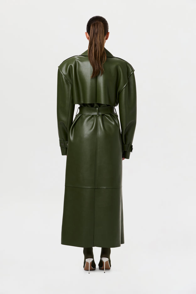 Vegan Leather Trench Coat