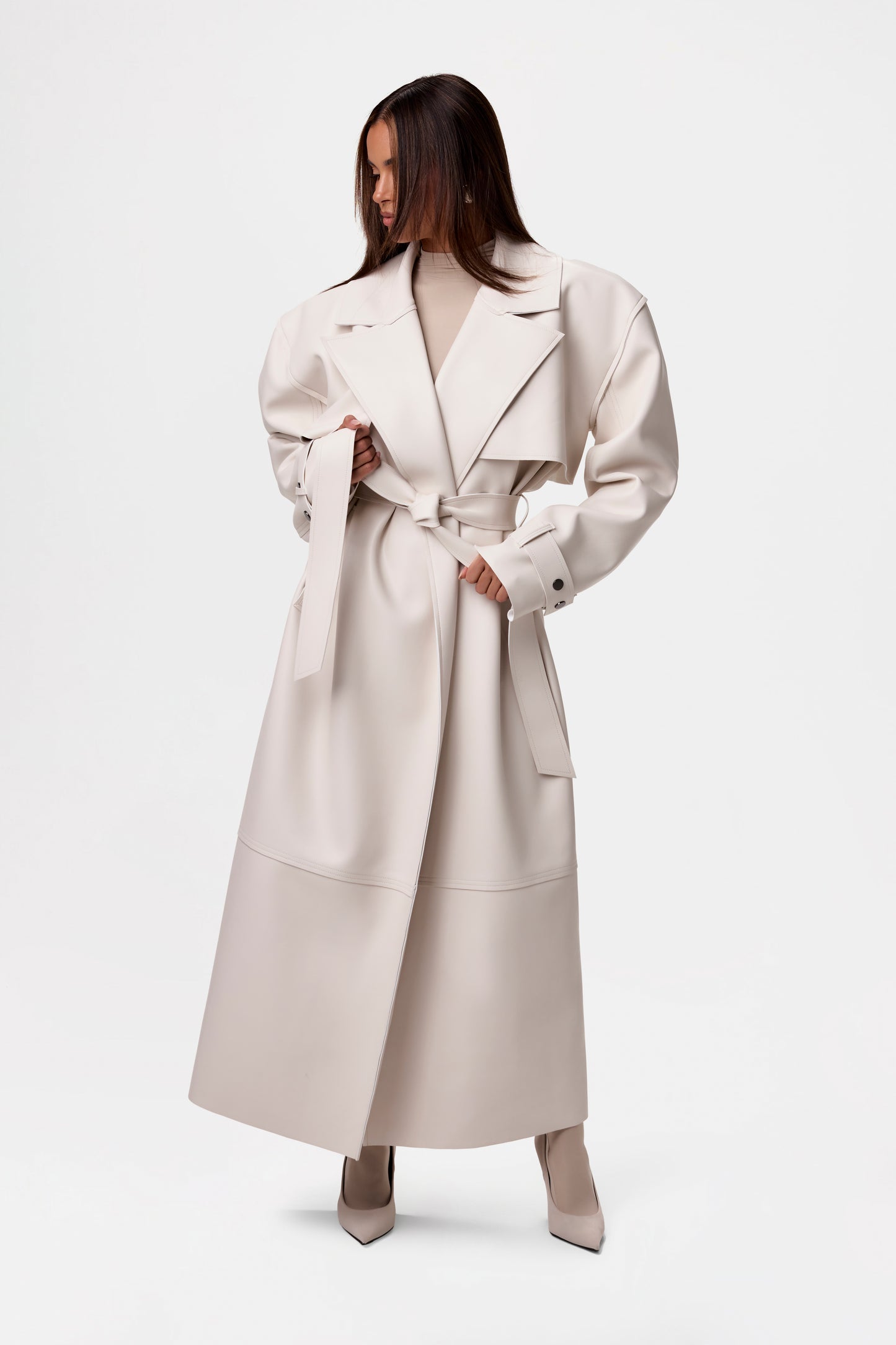 Vegan Leather Trench Coat