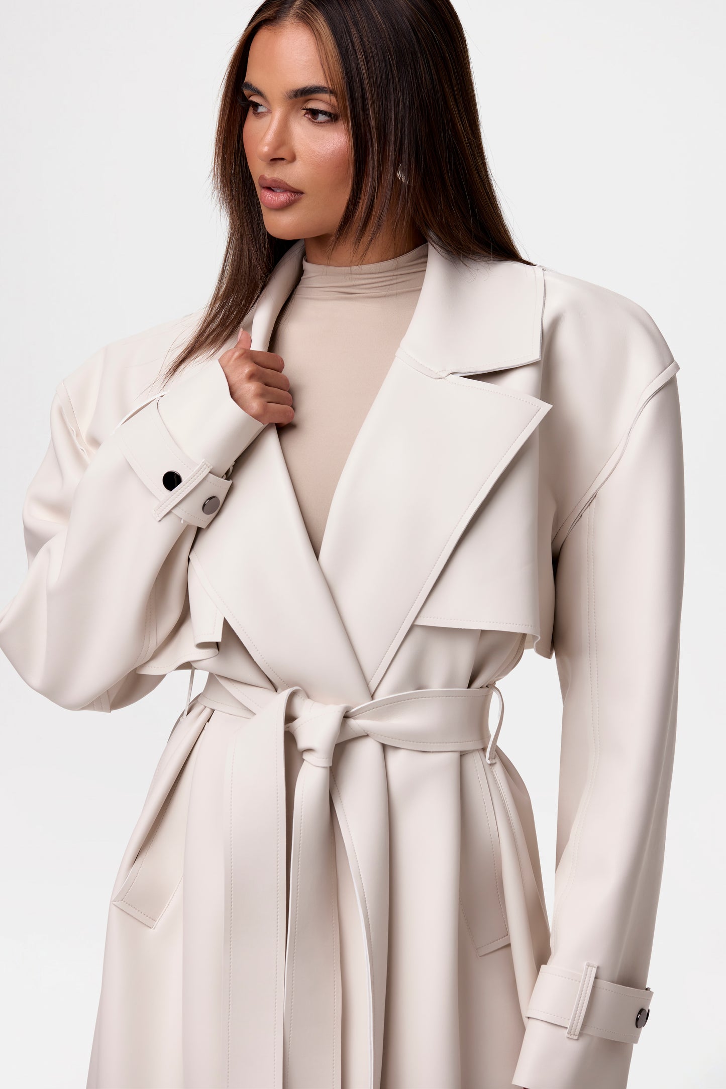 Vegan Leather Trench Coat