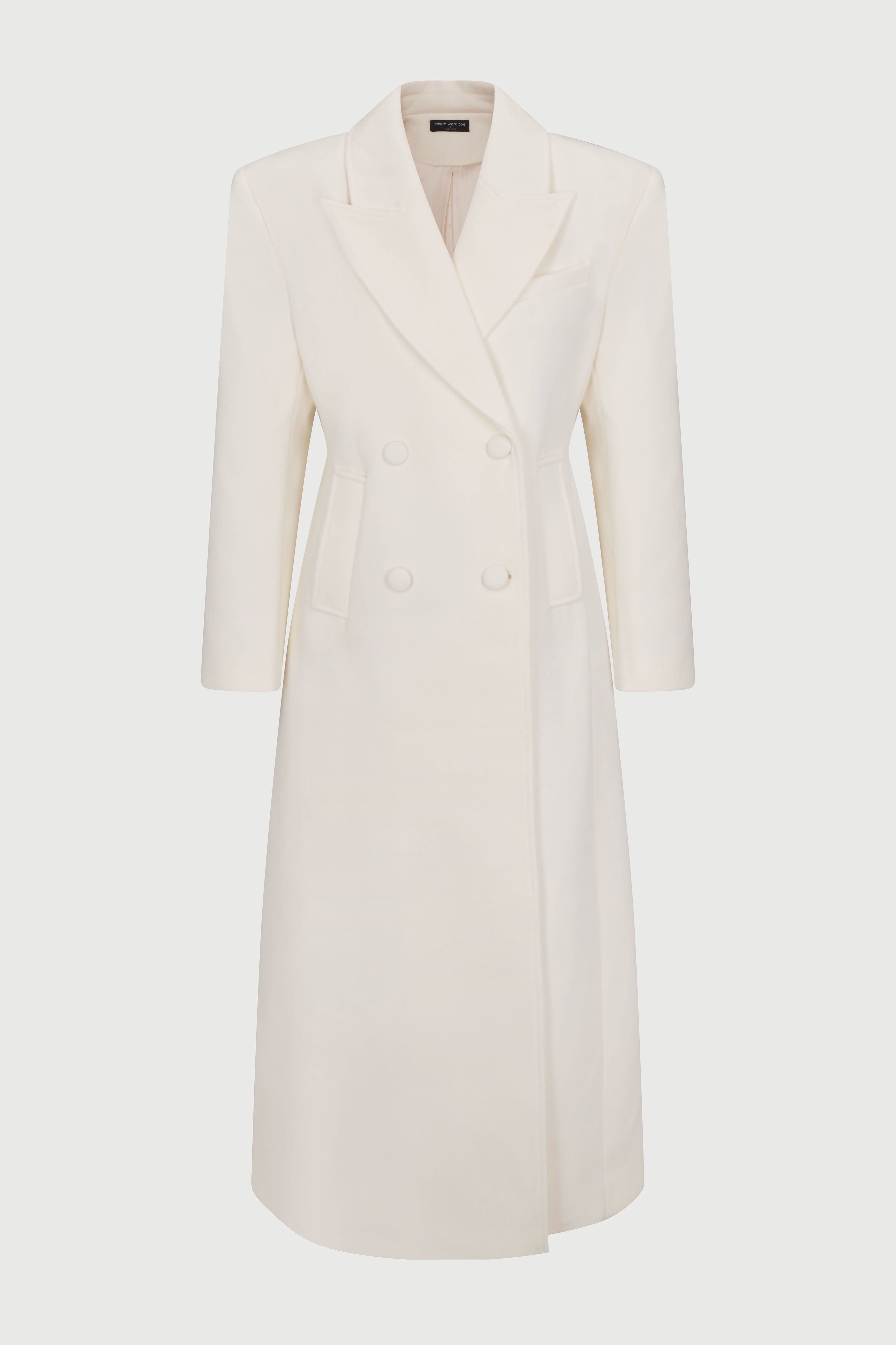 Faux Wool Power Shoulder Coat – Naked Wardrobe