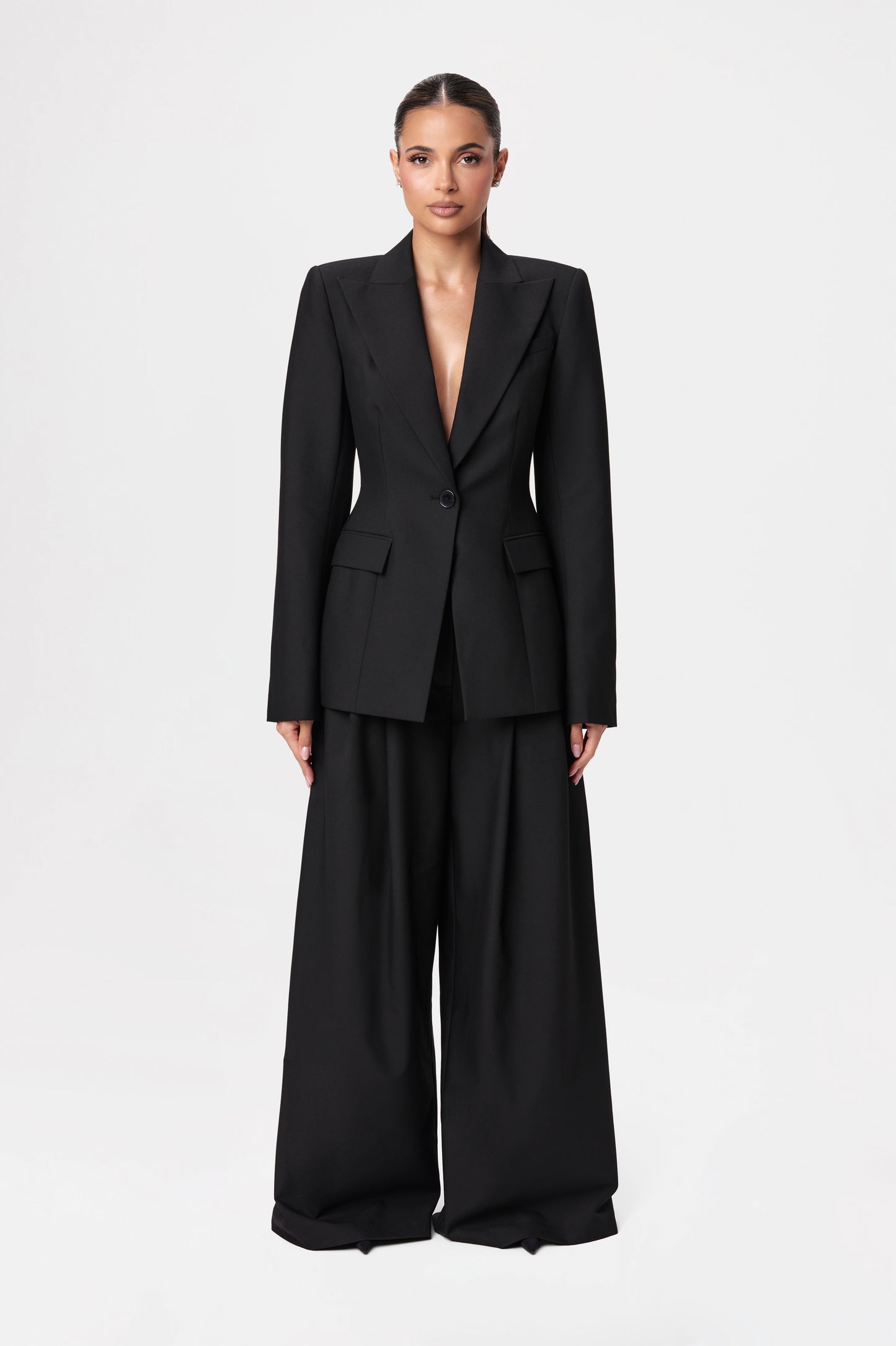 Suiting Pleated Wide-Leg Pant