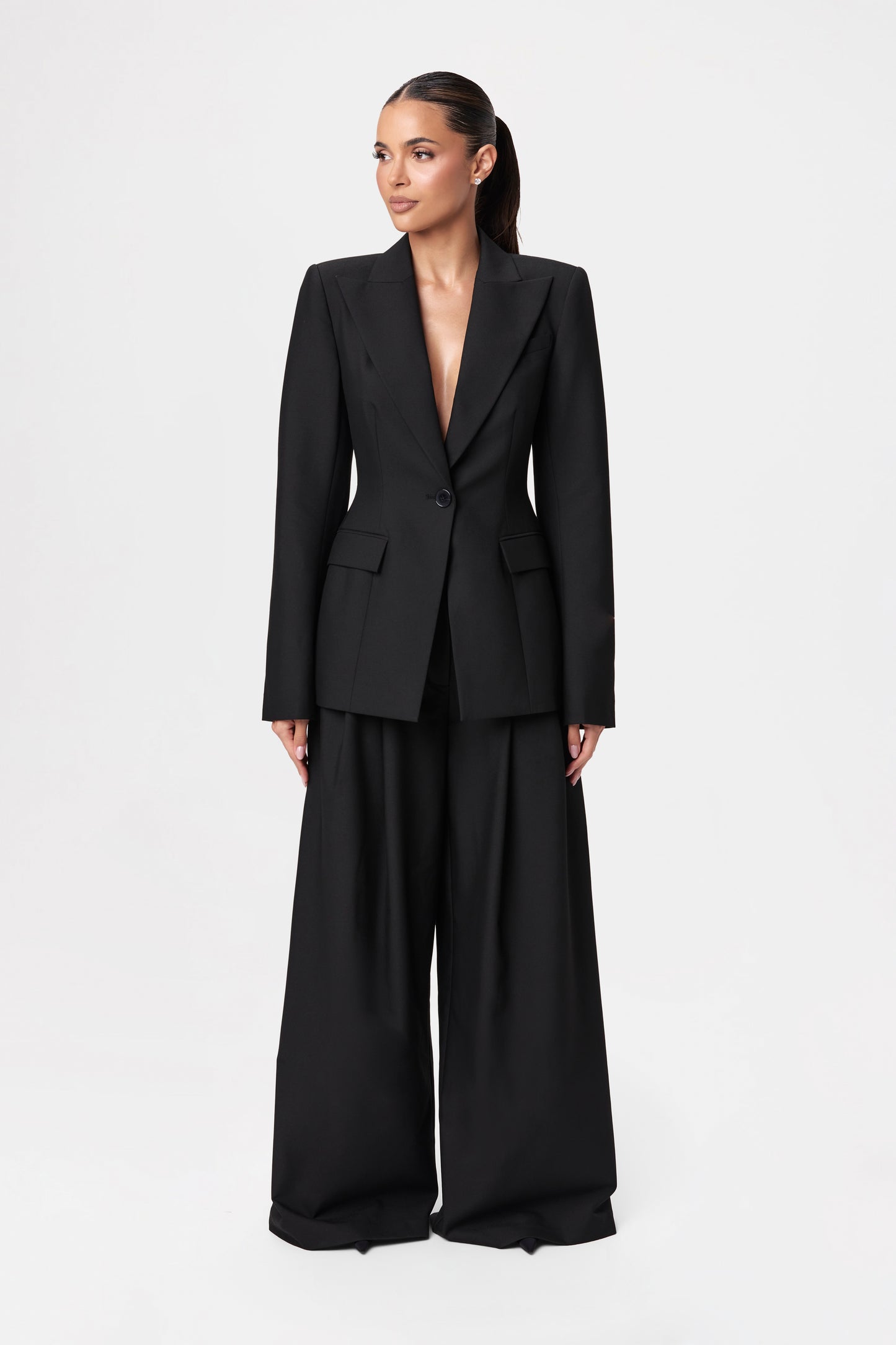 Suiting Pleated Wide-Leg Pant