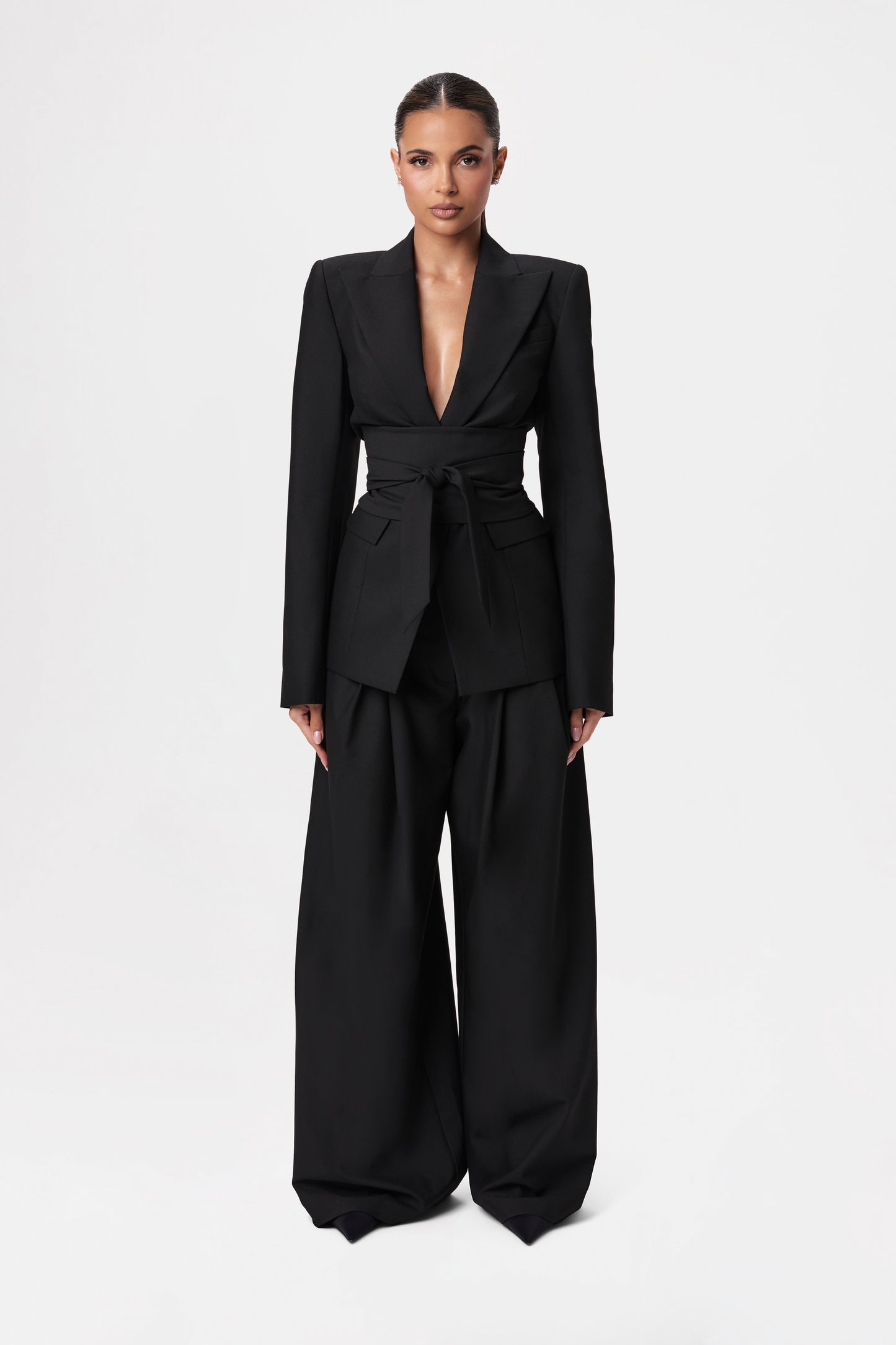 Suiting Pleated Wide-Leg Pant