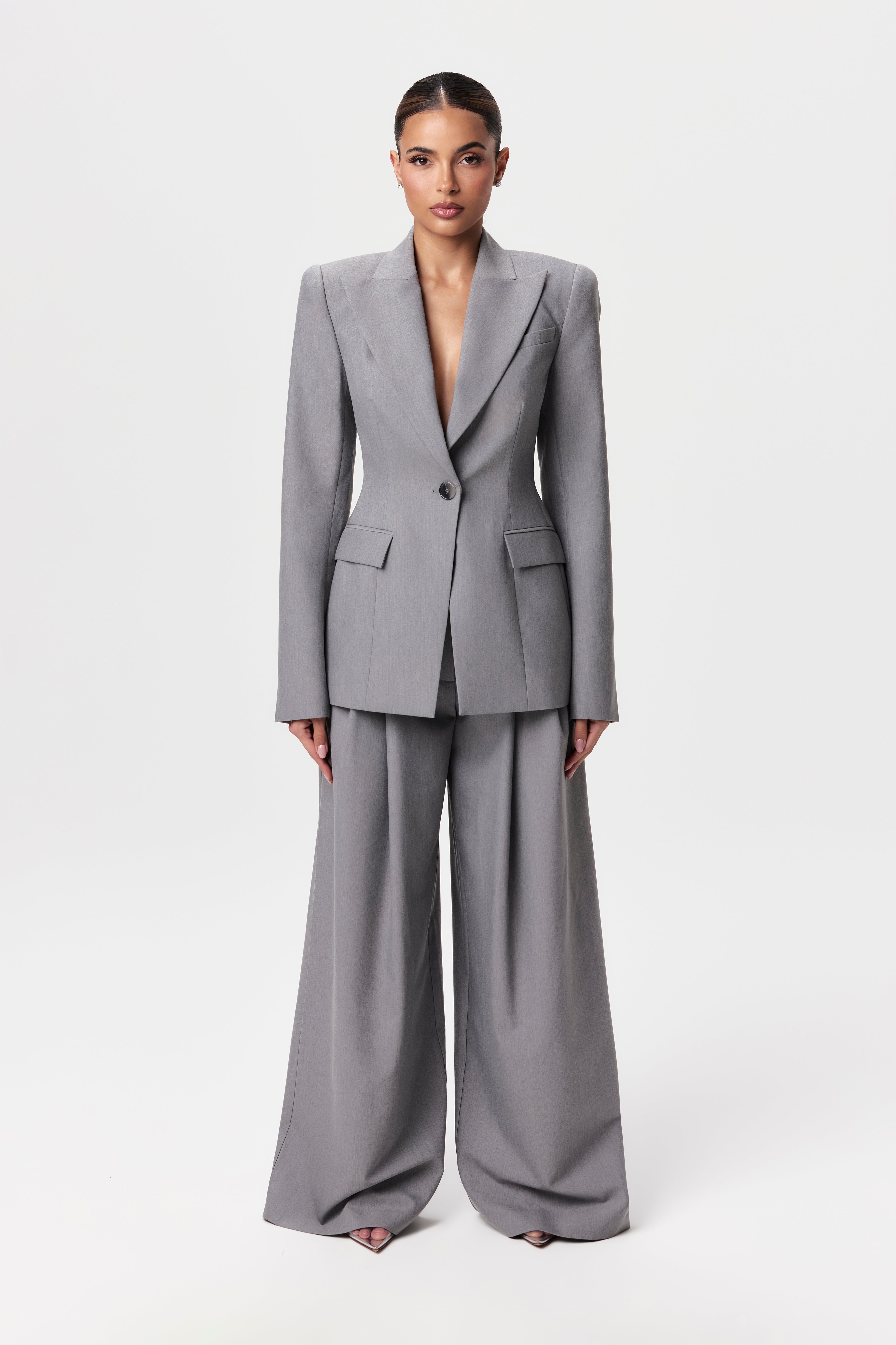 Suiting Pleated Wide-Leg Pant