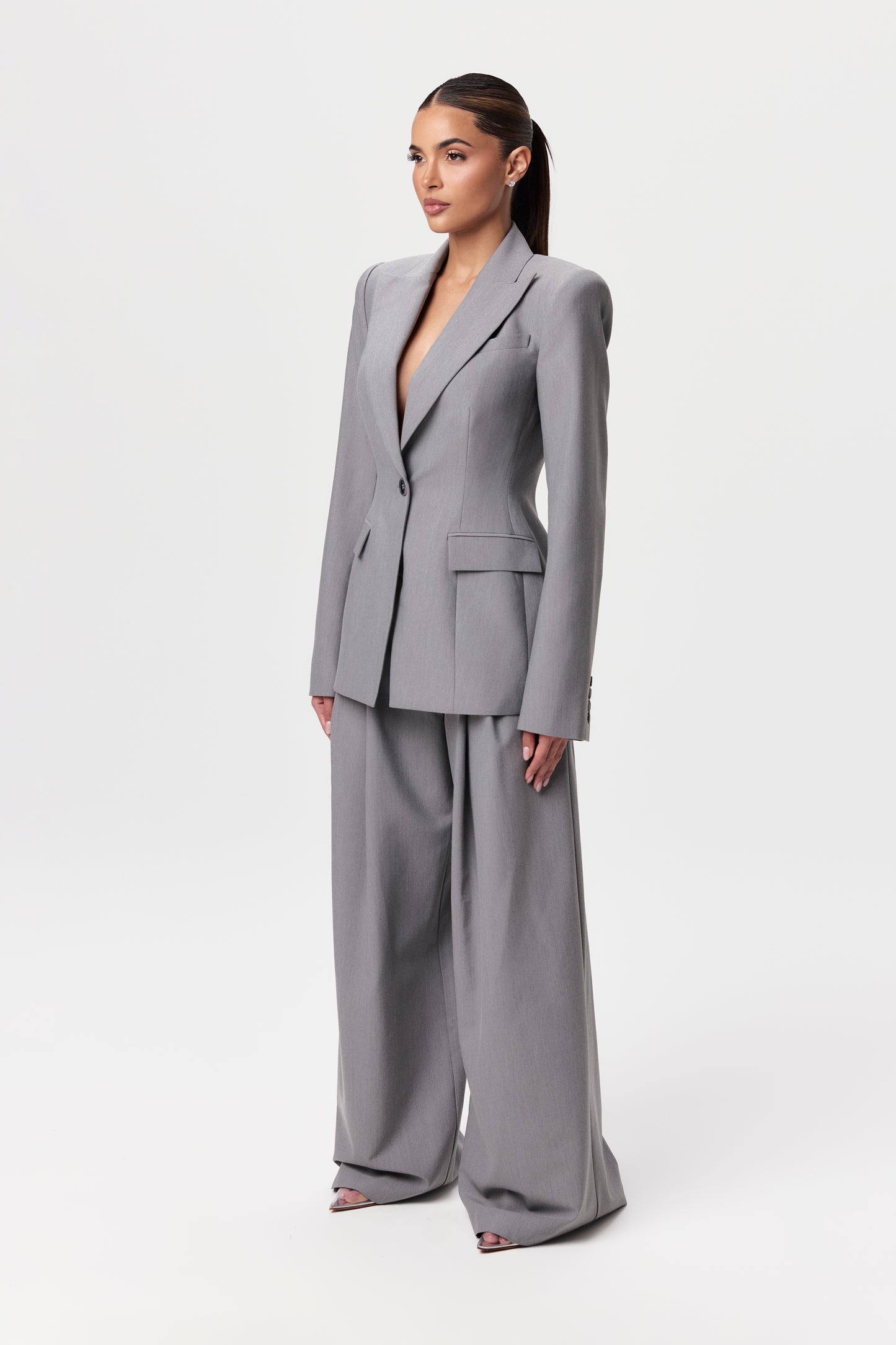 Suiting Pleated Wide-Leg Pant