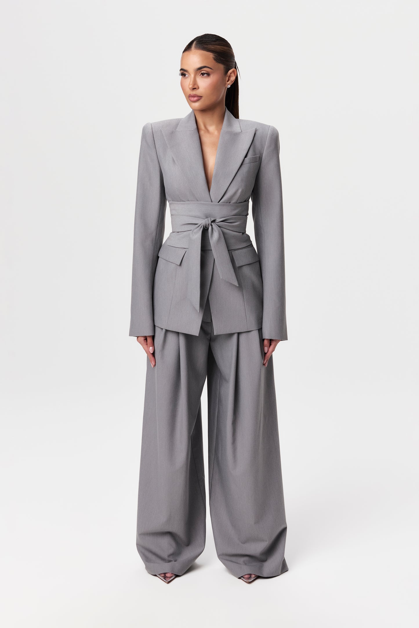 Suiting Pleated Wide-Leg Pant