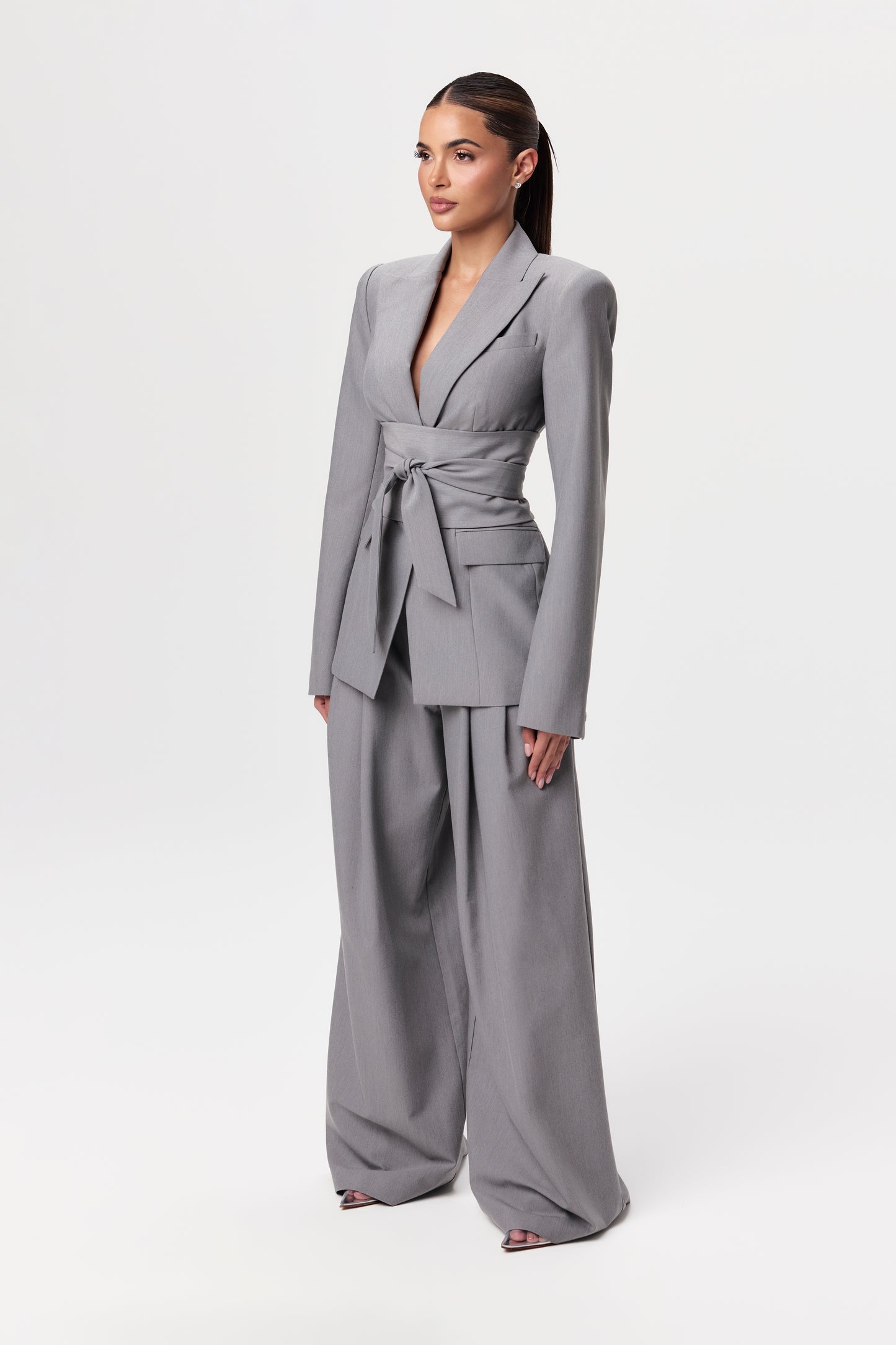 Suiting Pleated Wide-Leg Pant