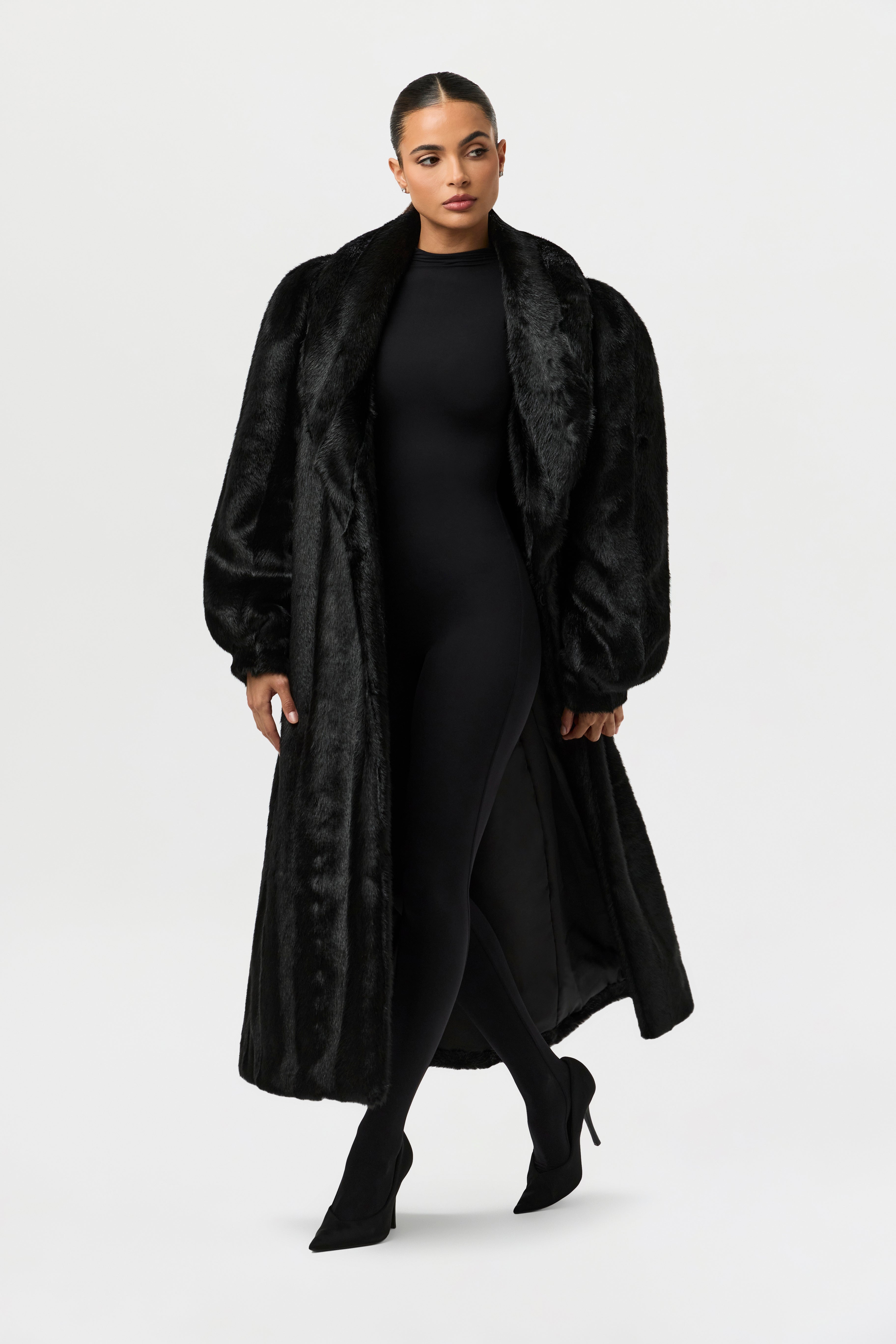 Faux Mink Long Coat