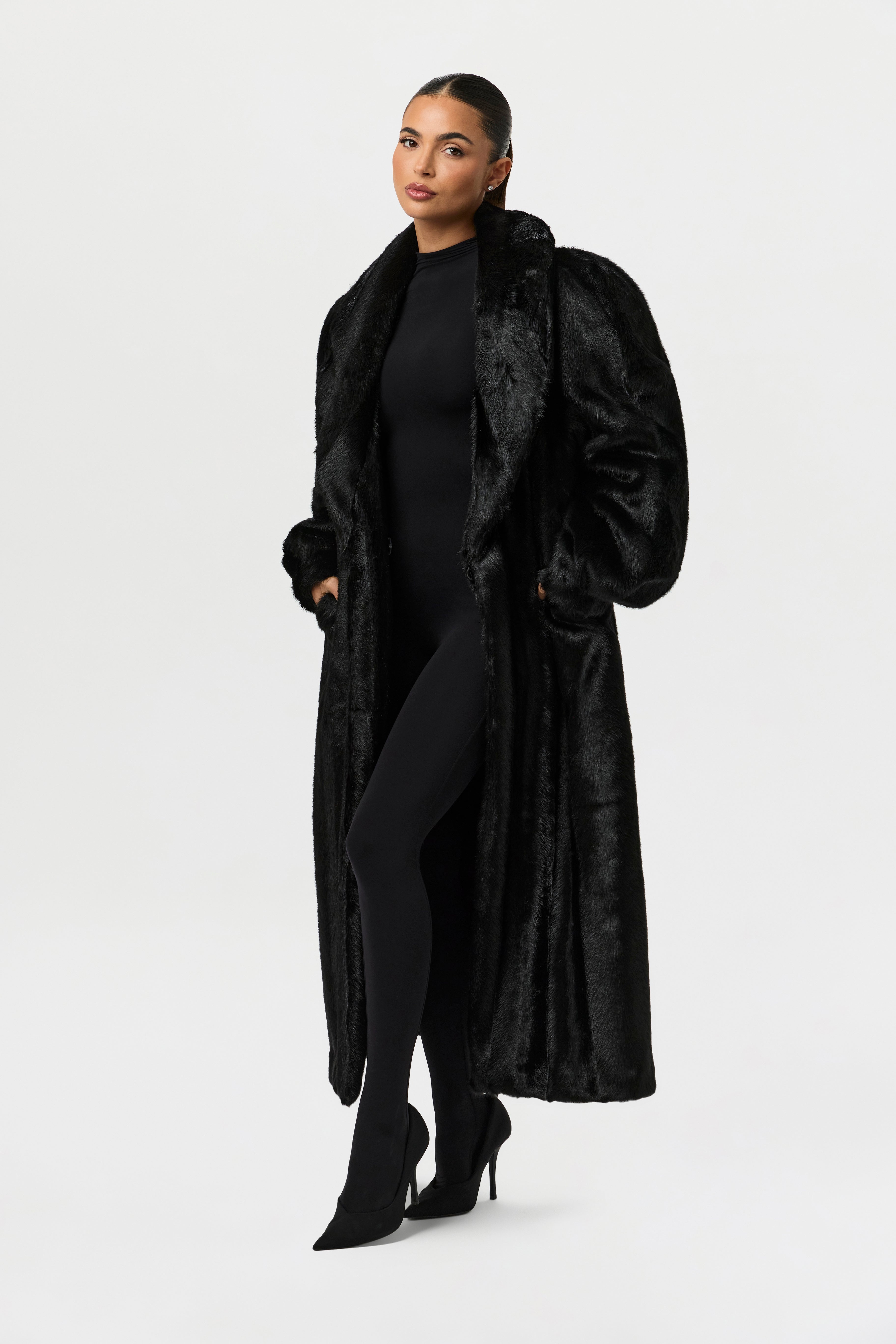 Faux Mink Long Coat – Naked Wardrobe
